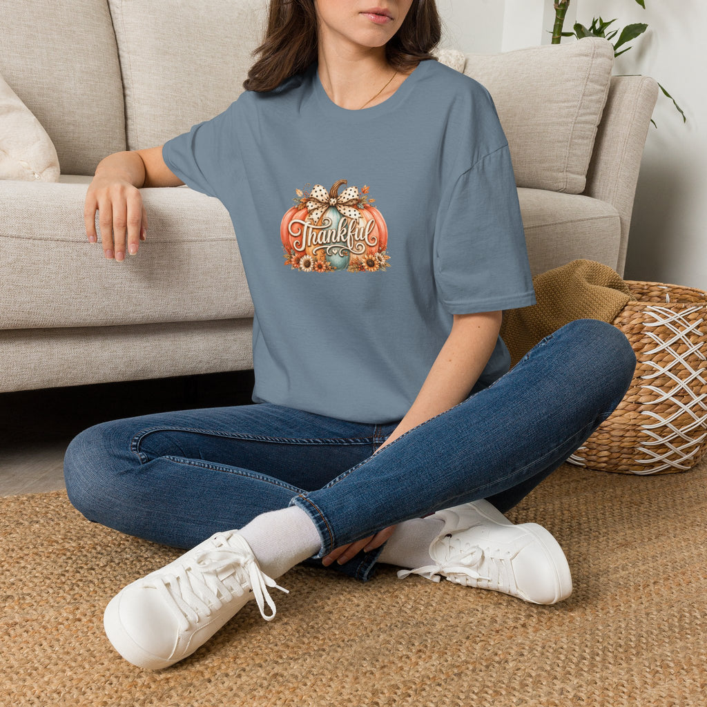 Thankful Pumpkin T-Shirt — Cute Fall Thanksgiving Gift for Women Graphic Tee