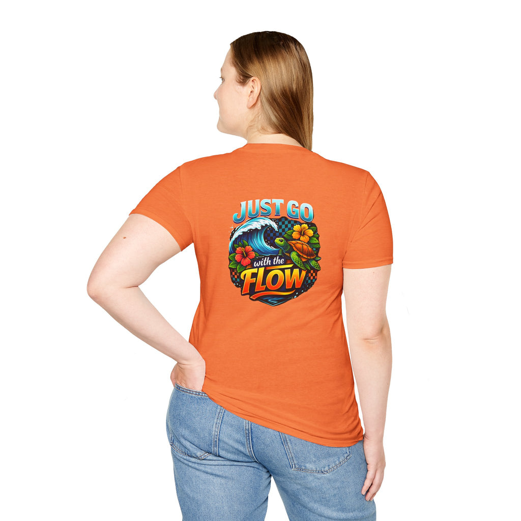 Go With the Flow Sea Turtle T-Shirt — Cute Beach Gift for Women Ocean Floral Tee