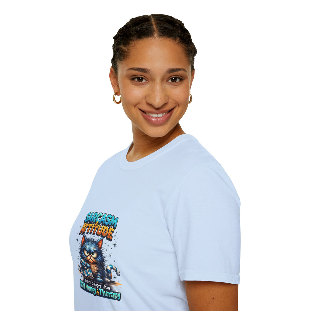 Sarcasm & Attitude Grumpy Cat T-Shirt — Funny Sarcastic Gift for Her Graphic Tee