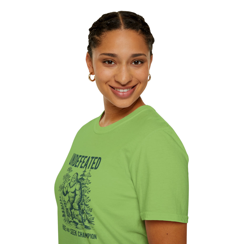 Undefeated Bigfoot T-Shirt — 'Hide and Seek Champion' Graphic Tee