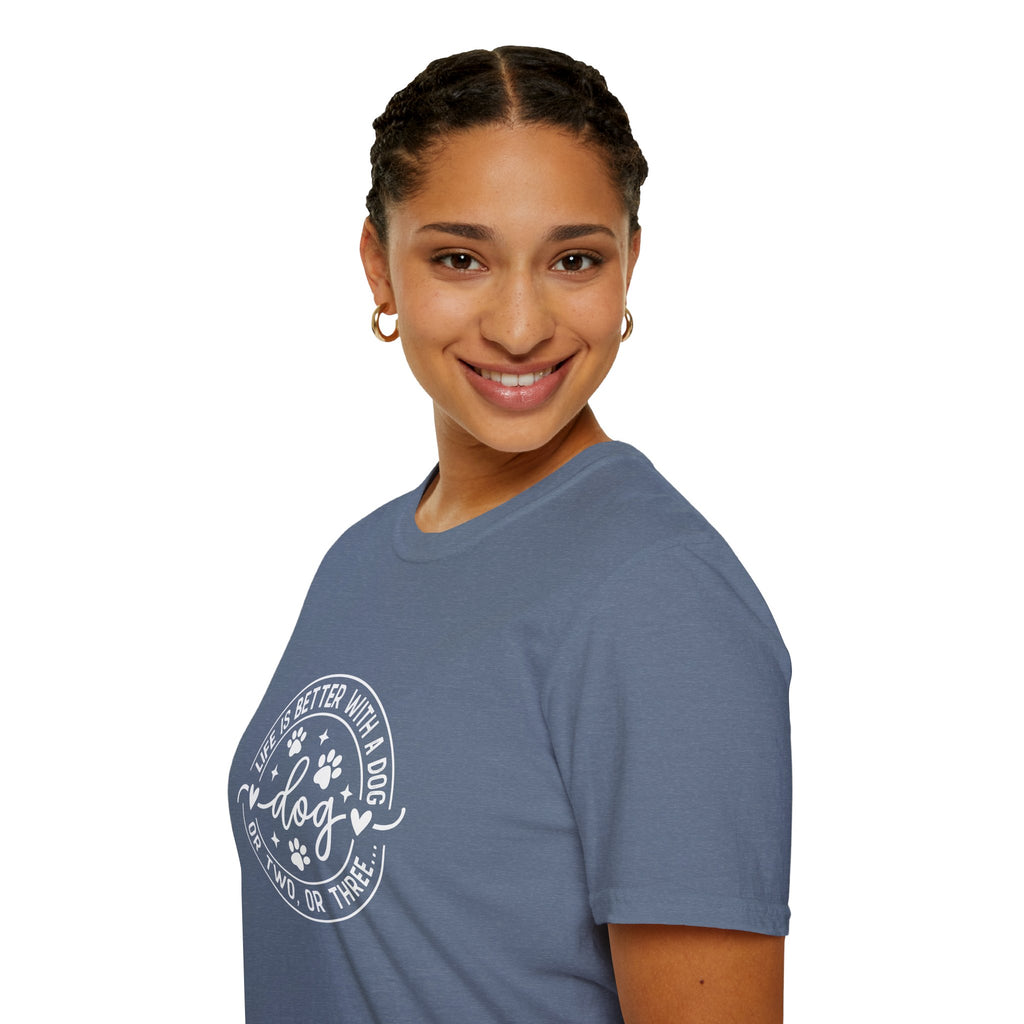 Life Is Better With a Dog T-Shirt — Funny Dog Lover Gift for Women Paw Print Tee