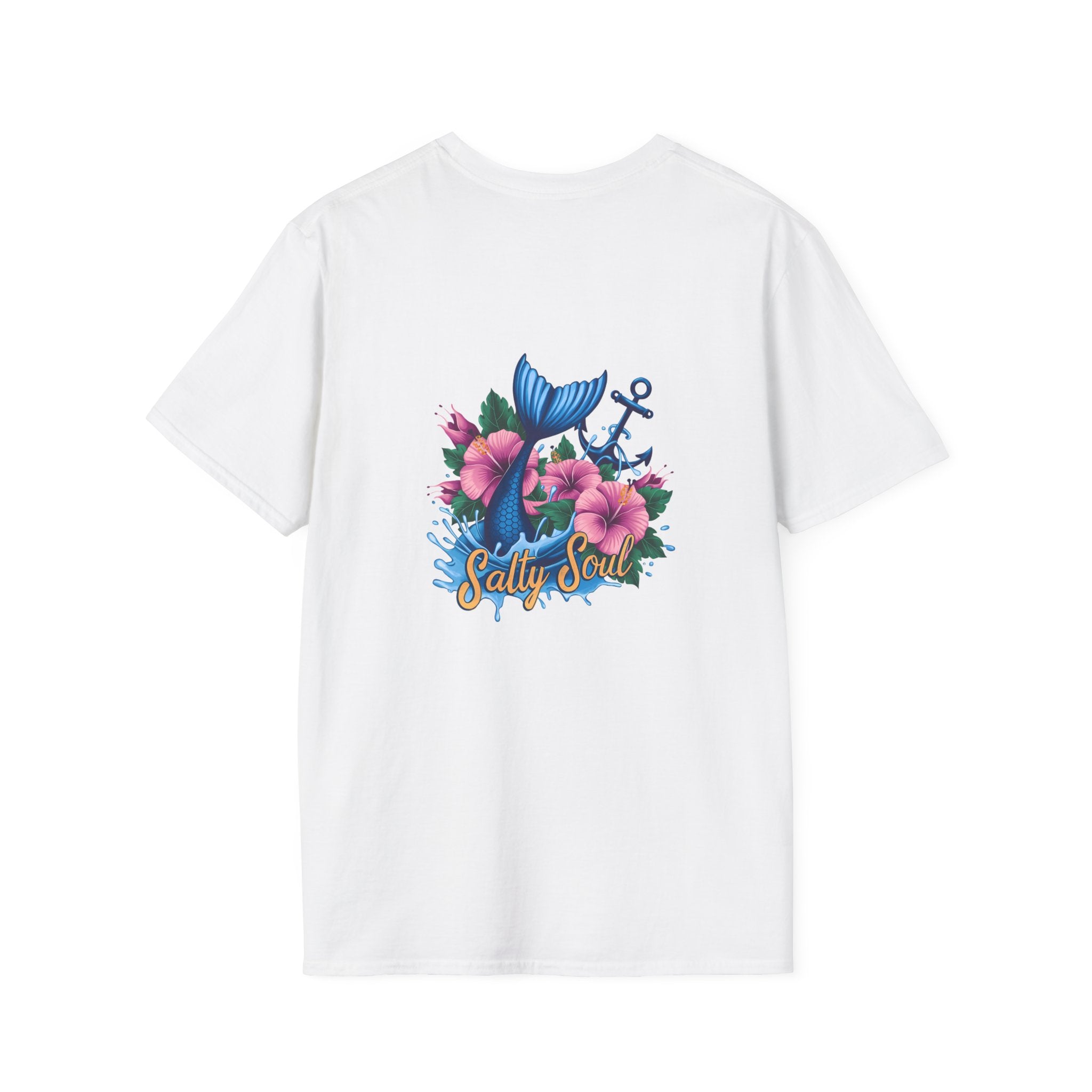 Salty Soul Mermaid Anchor Floral T-Shirt — Cute Beach Gift for Women Nautical Tee
