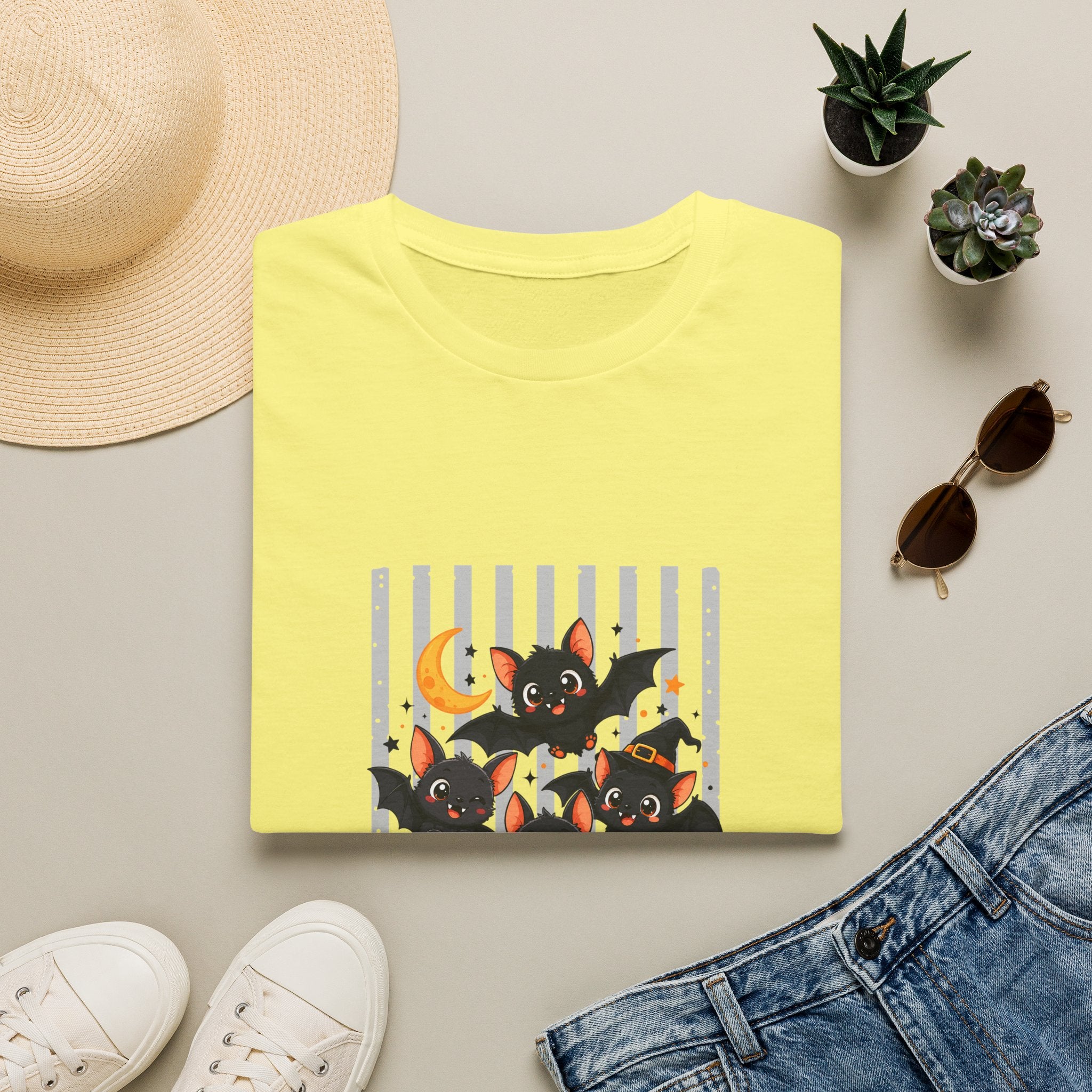 Halloween Bats Pumpkin Moon T-Shirt — Cute Spooky Gift for Women Graphic Tee