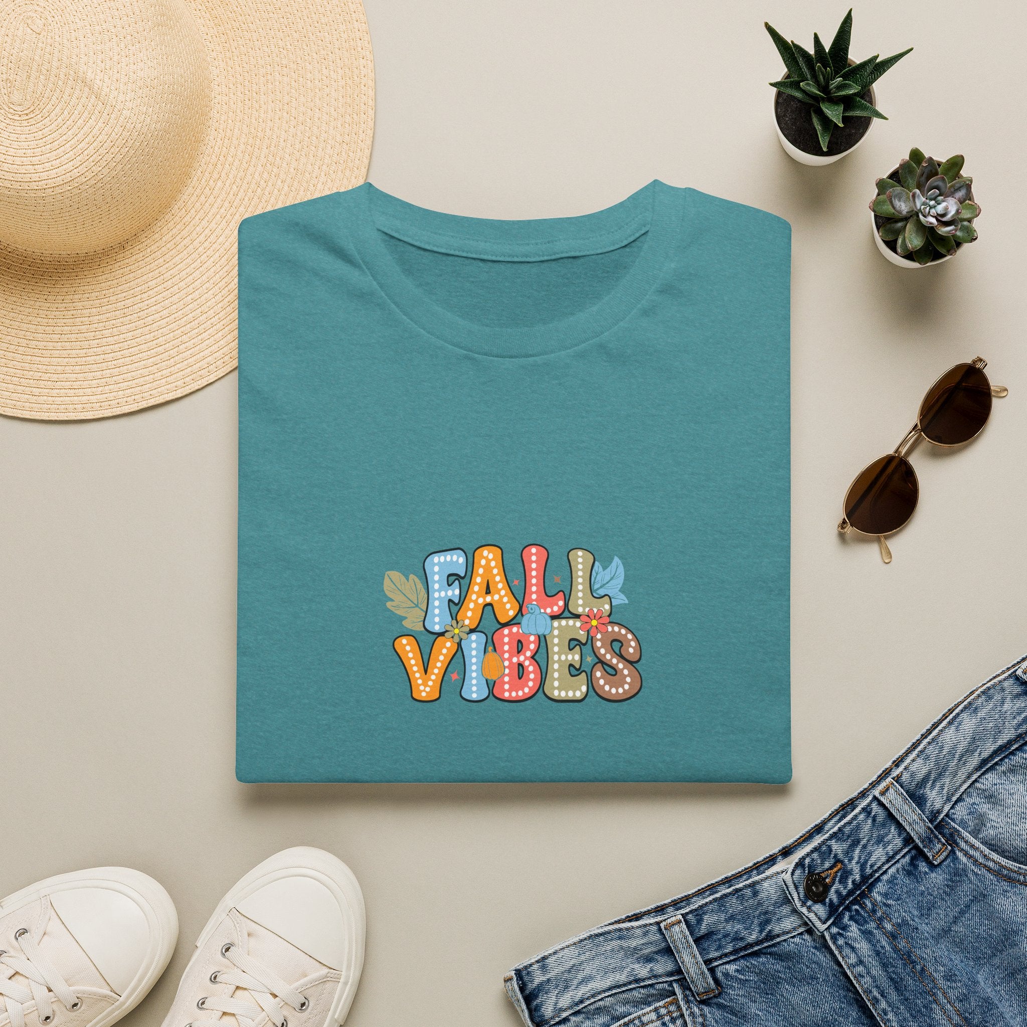 Fall Vibes Colorful Autumn T-Shirt — Cute Fall Gift for Women Graphic Tee
