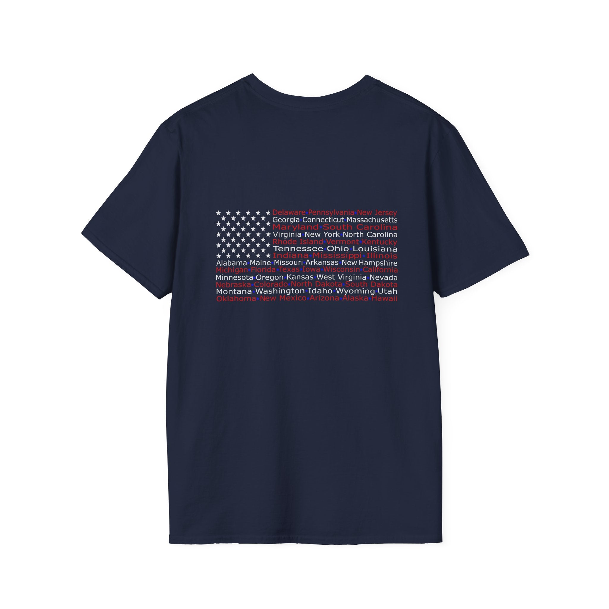 United American Flag T-Shirt — Patriotic Gift for Him Red Chest Graphic Tee
