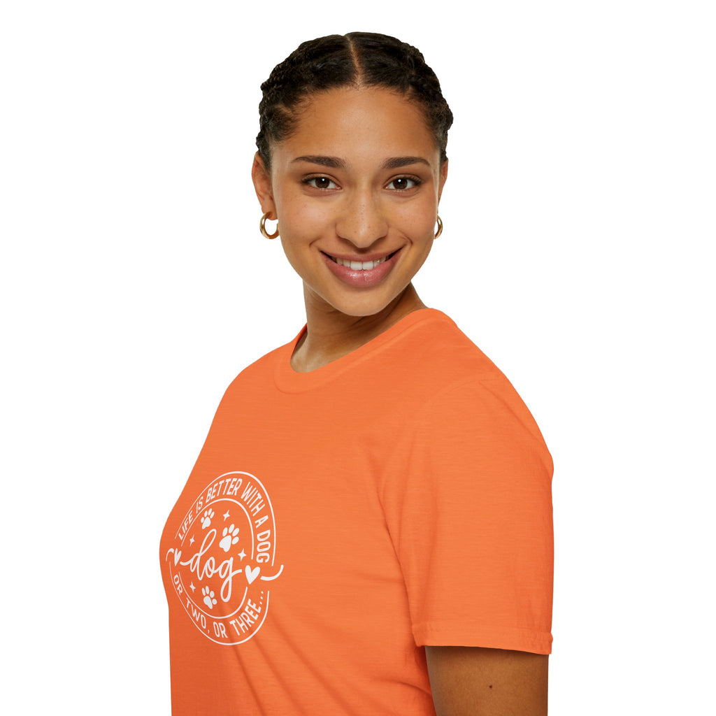 Life Is Better With a Dog T-Shirt — Funny Dog Lover Gift for Women Paw Print Tee