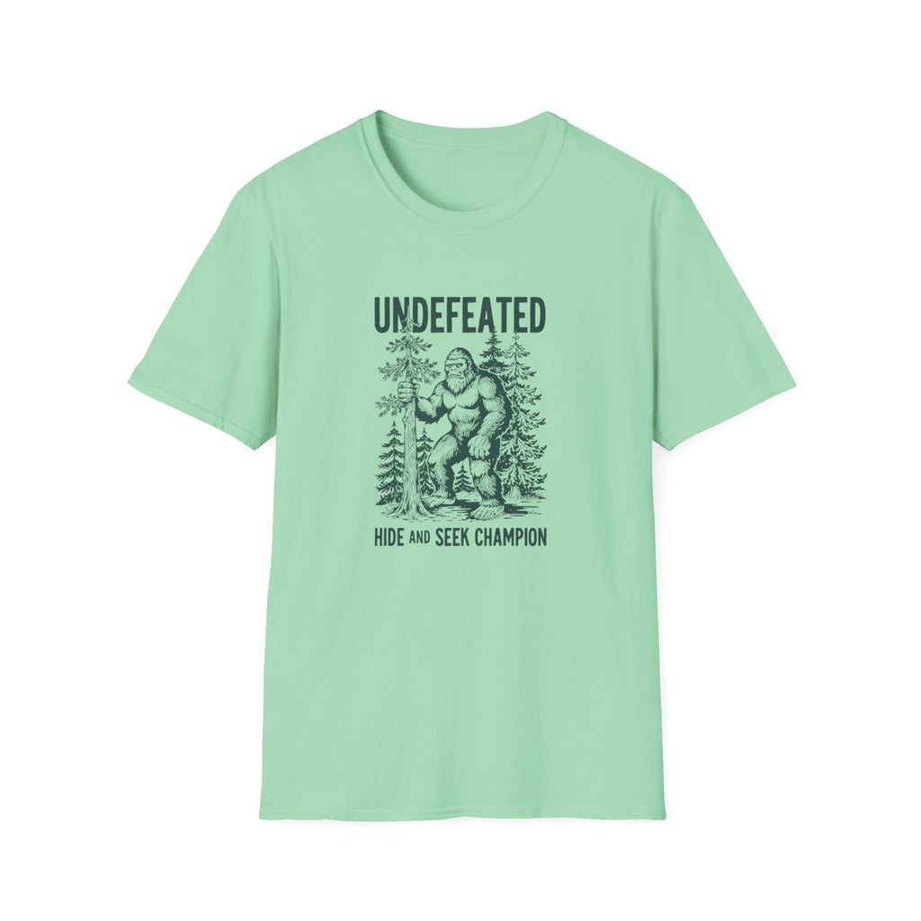 Undefeated Bigfoot T-Shirt — 'Hide and Seek Champion' Graphic Tee