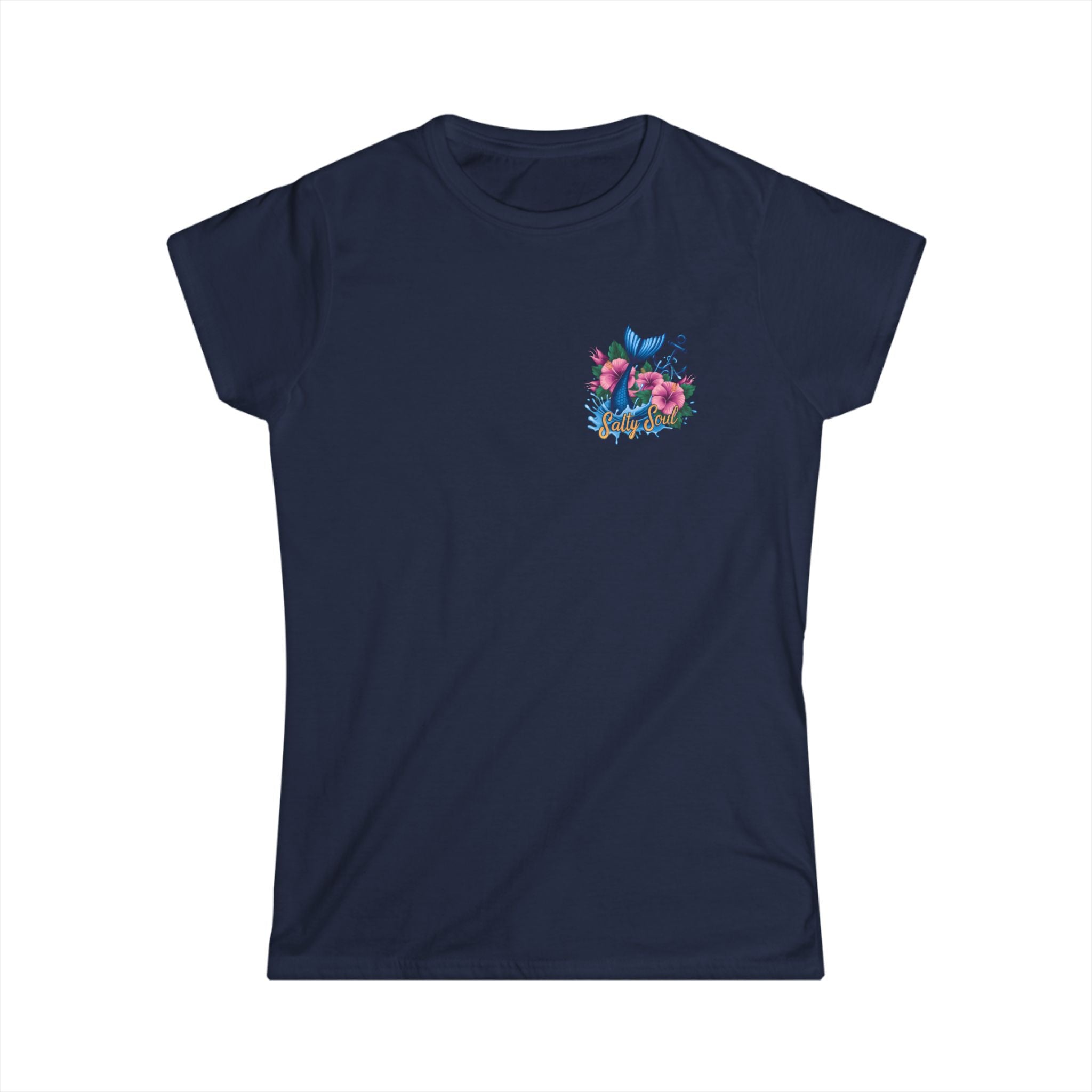 Salty Soul Floral Anchor Beach T-Shirt — Cute Nautical Gift for Women Graphic Tee