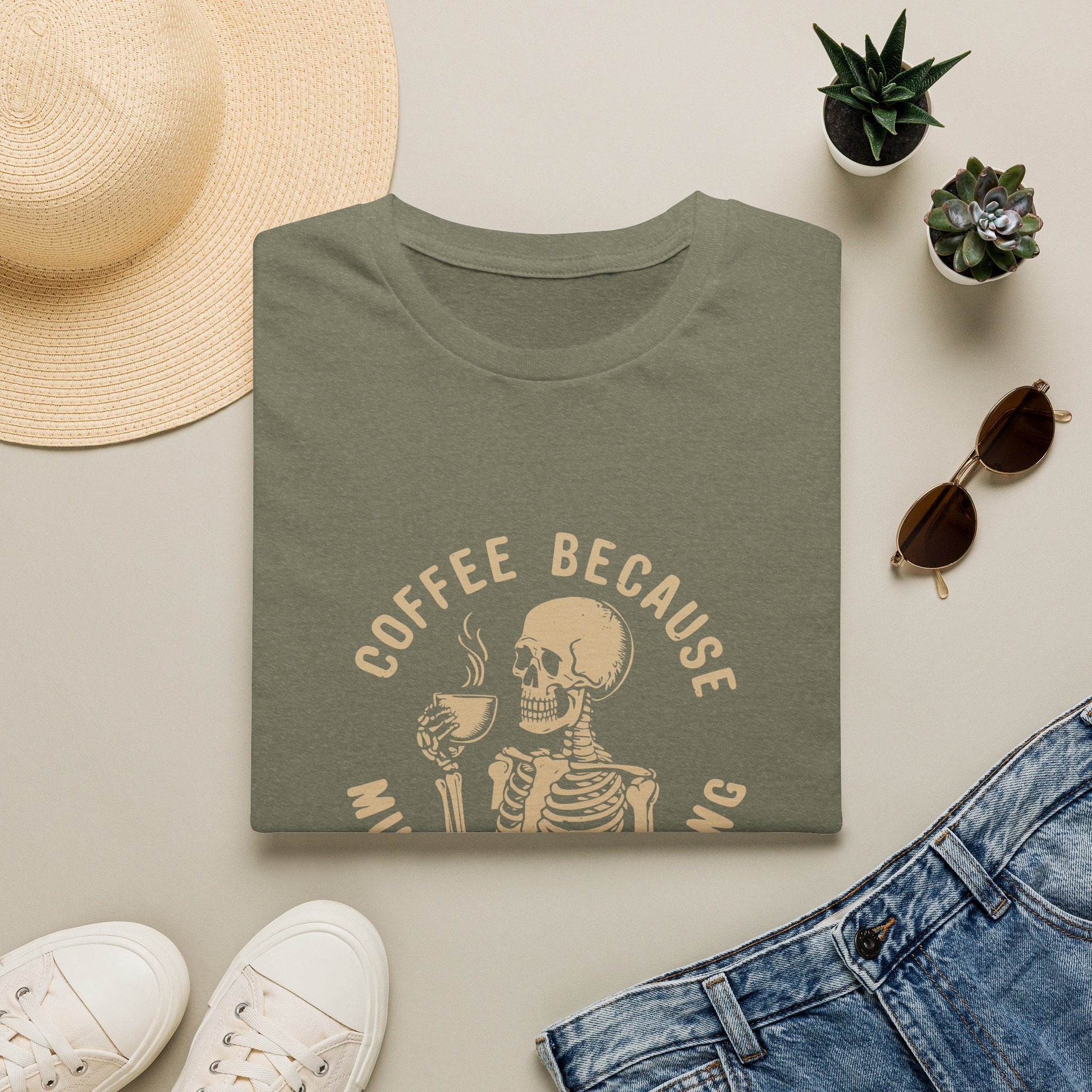 Coffee Because Murder Is Wrong Skull T-Shirt — Funny Dark Humor Gift for Her Graphic Tee