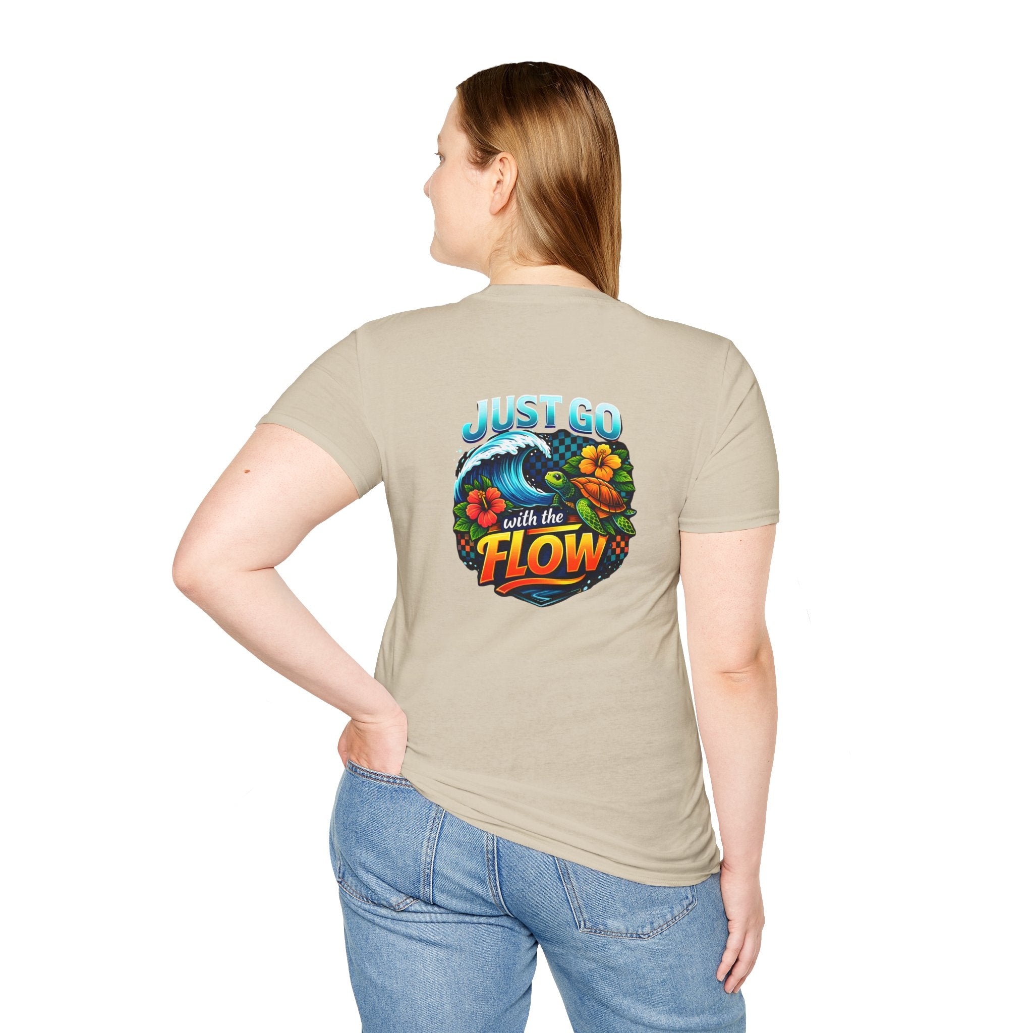 Go With the Flow Sea Turtle T-Shirt — Cute Beach Gift for Women Ocean Floral Tee