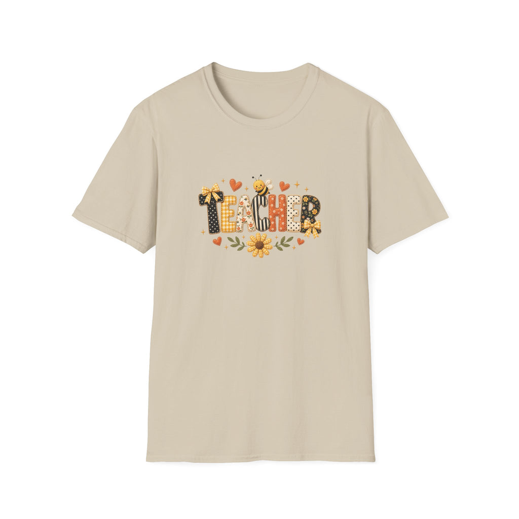 Teacher Floral Bee T-Shirt — Cute Back-to-School Gift for Teachers Graphic Tee