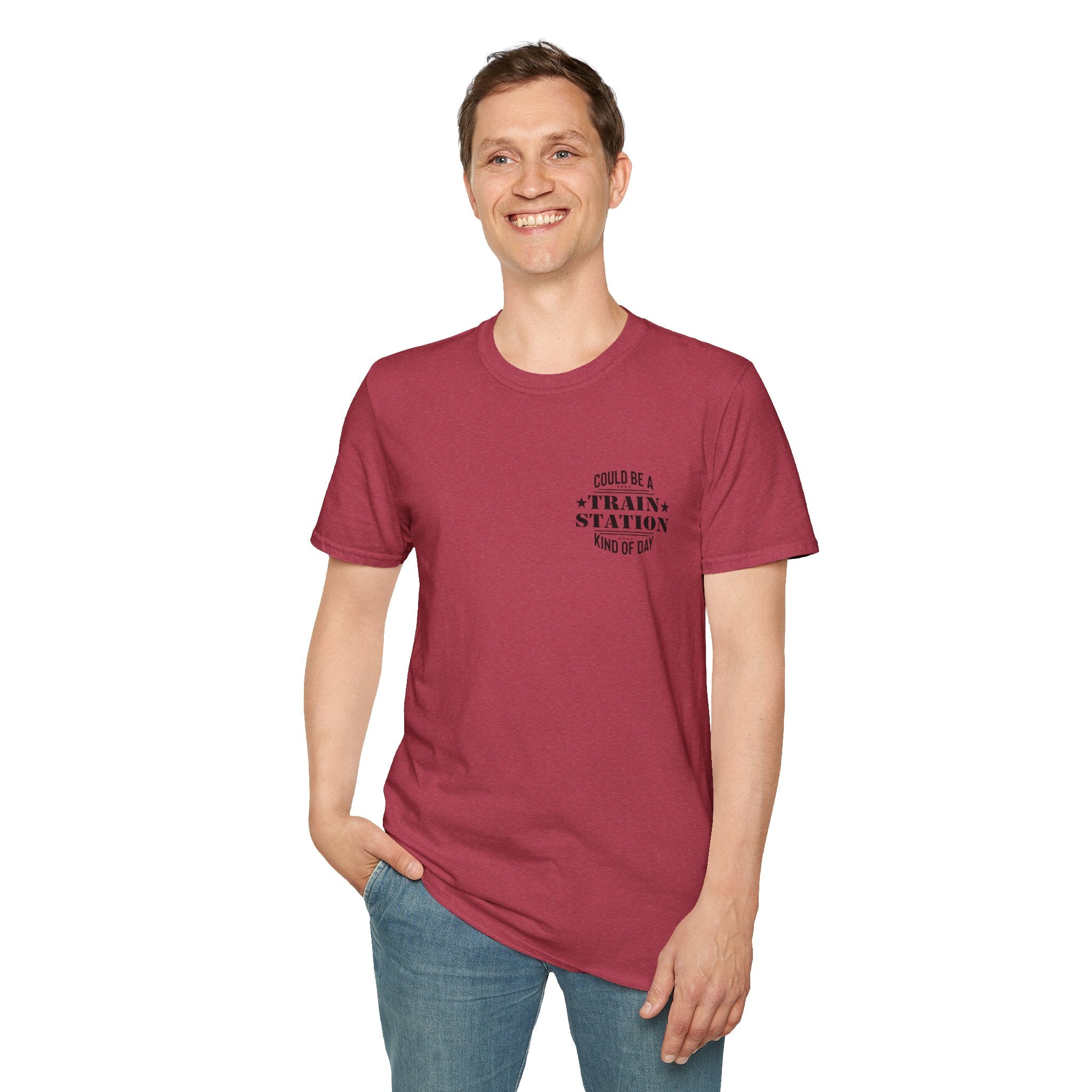 Could Be a Train Station Kind of Day T-Shirt — Funny Sarcastic Gift for Her Pocket Tee