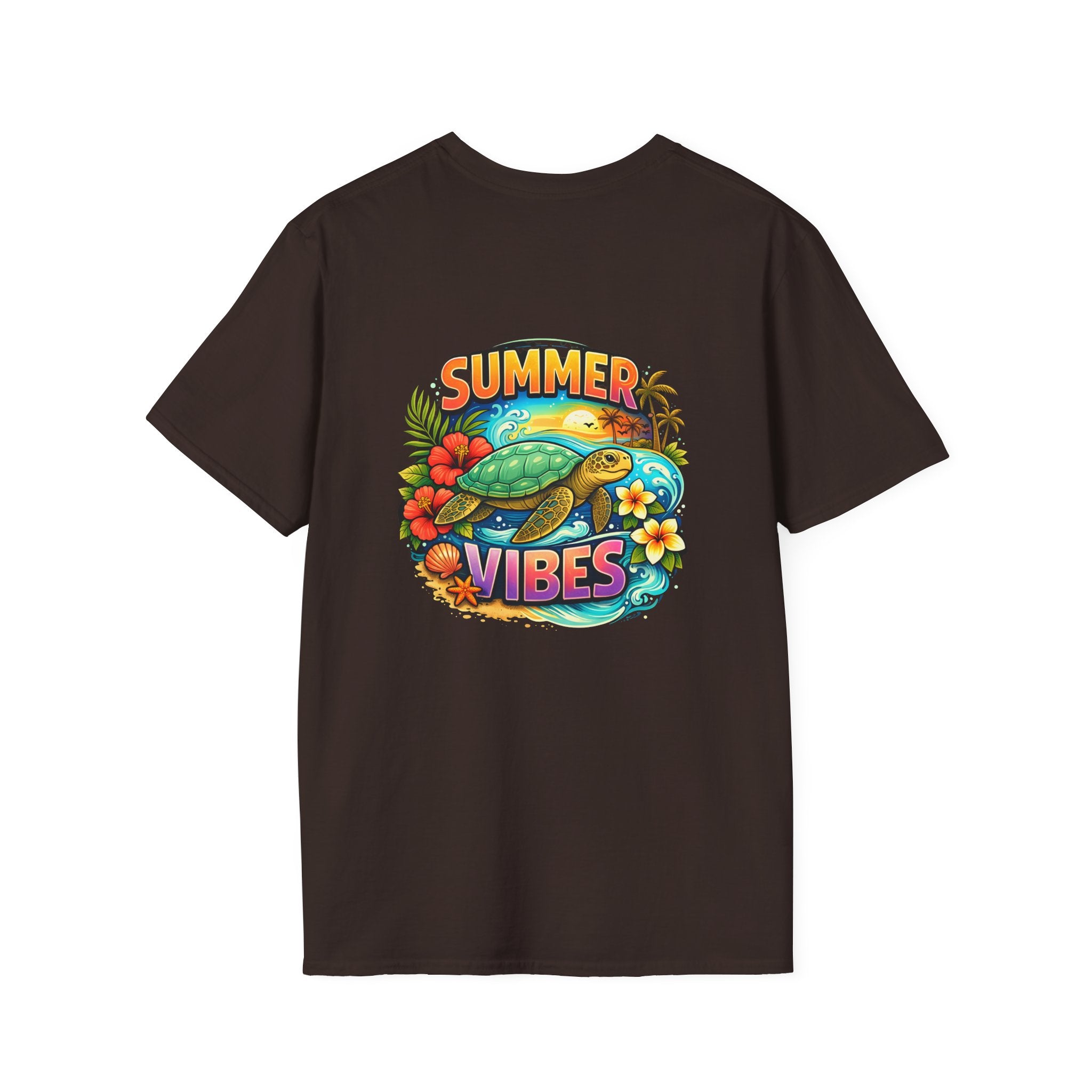 Summer Vibes Sea Turtle T-Shirt — Cute Beach Gift for Women Surf Floral Graphic Tee