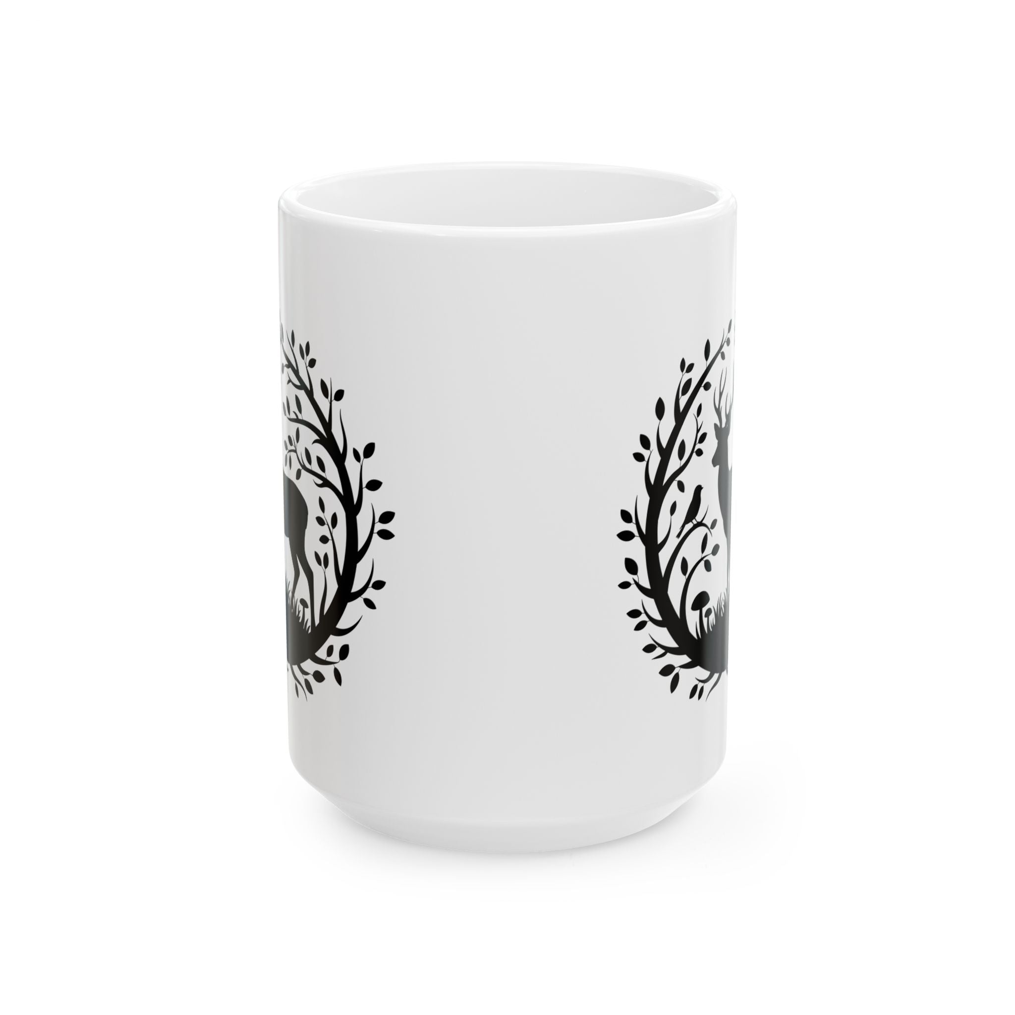 Tree of Serenity Nature Ceramic Mug — Cute Peaceful Gift Black Silhouette Coffee Cup