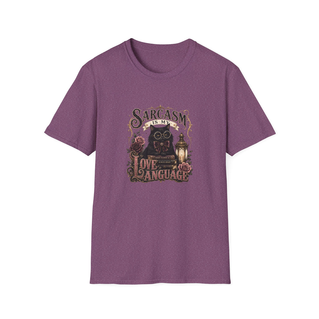 Sarcasm Is My Love Language Cat T-Shirt — Funny Gift for Her Vintage Graphic Tee