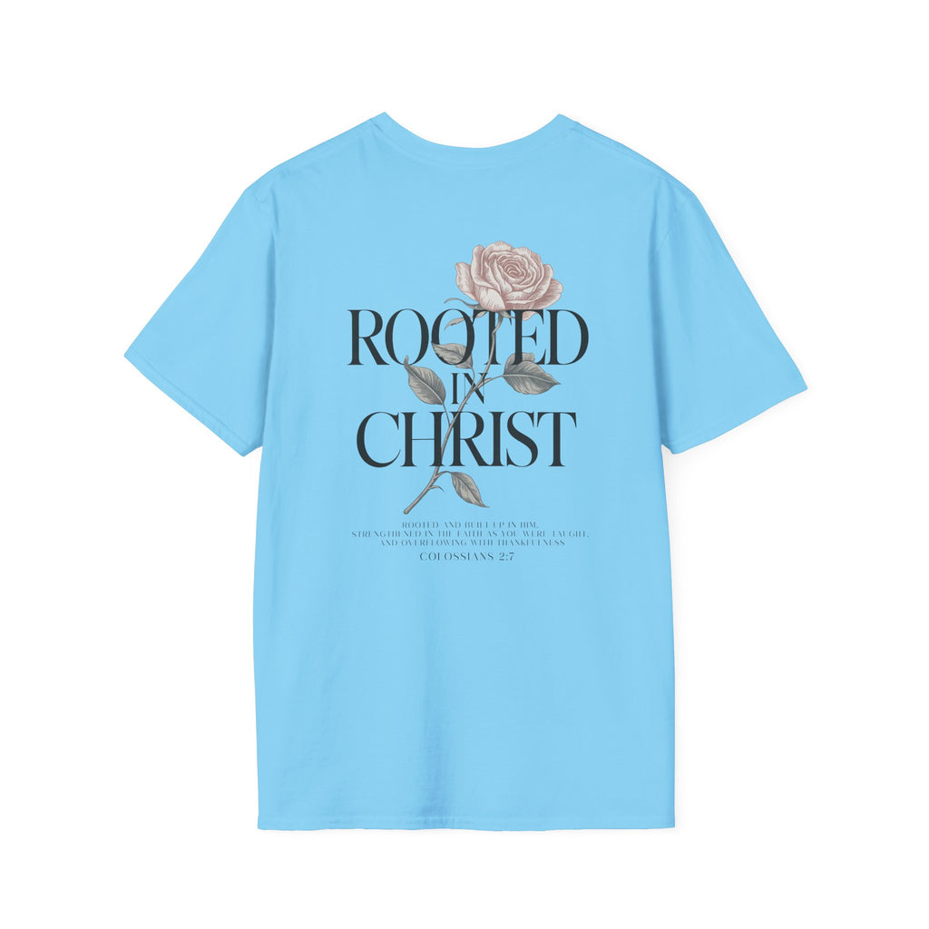 Rooted in Christ Floral T-Shirt — Christian Gift for Women Faith Graphic Tee