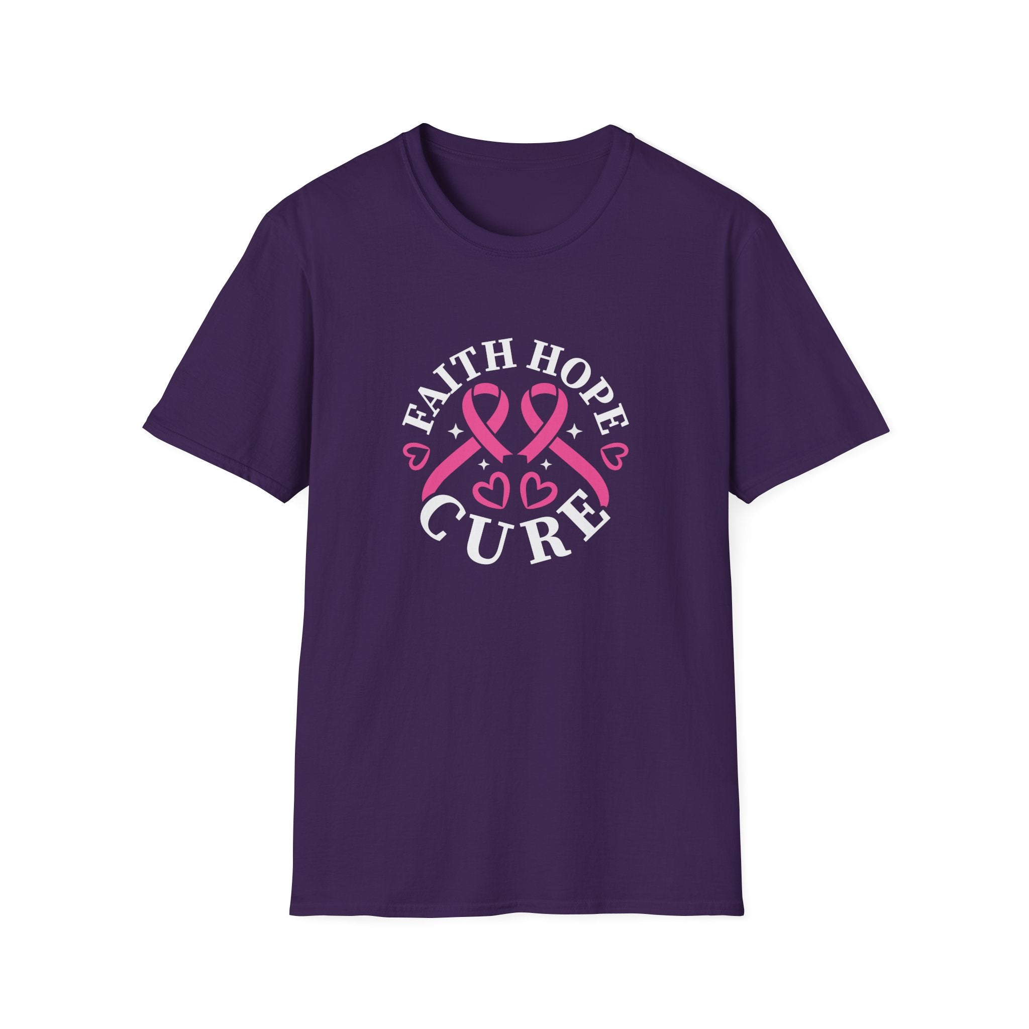 Faith Hope Cure Breast Cancer Awareness T-Shirt — Pink Ribbon Gift for Her Support Graphic Tee
