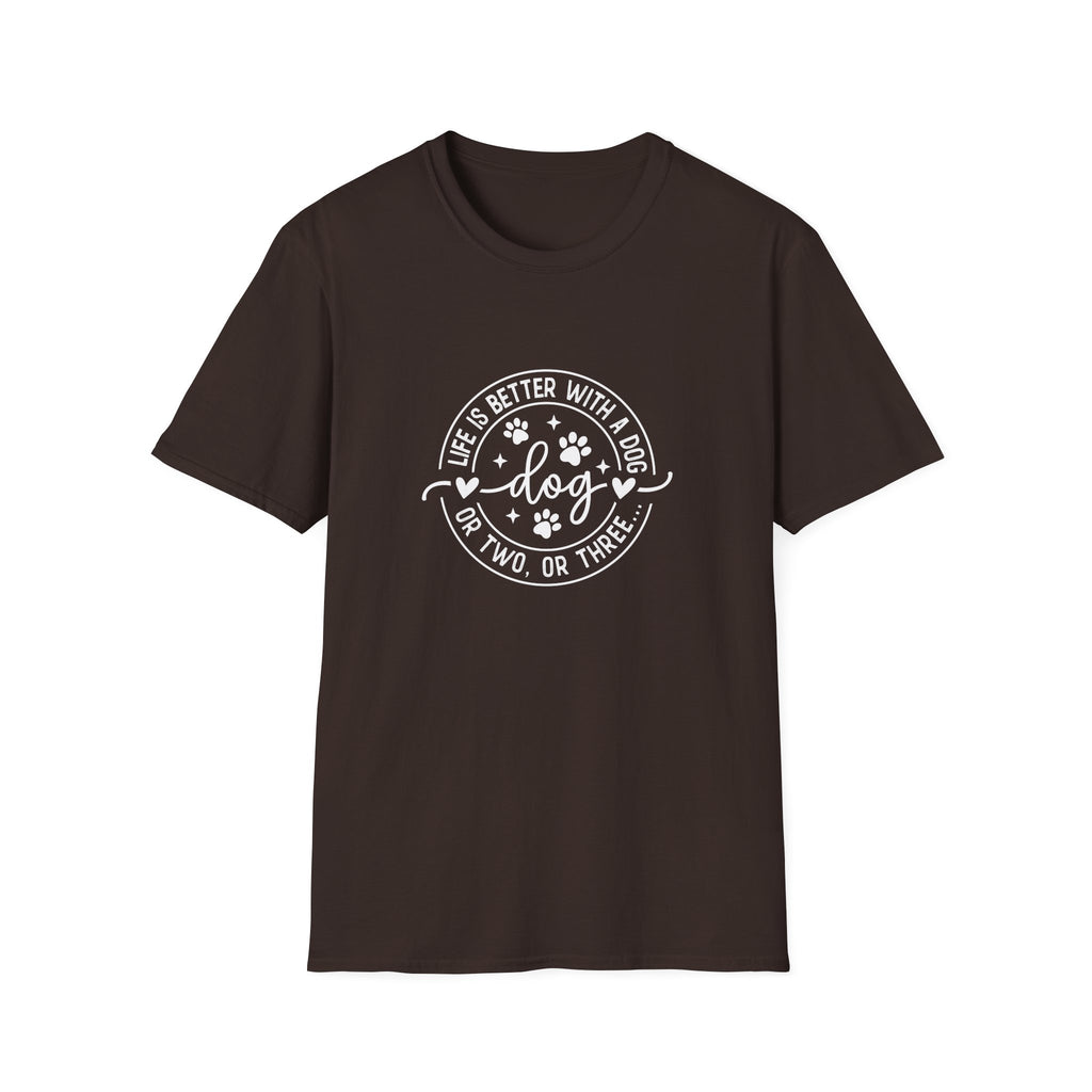 Life Is Better With a Dog T-Shirt — Funny Dog Lover Gift for Women Paw Print Tee