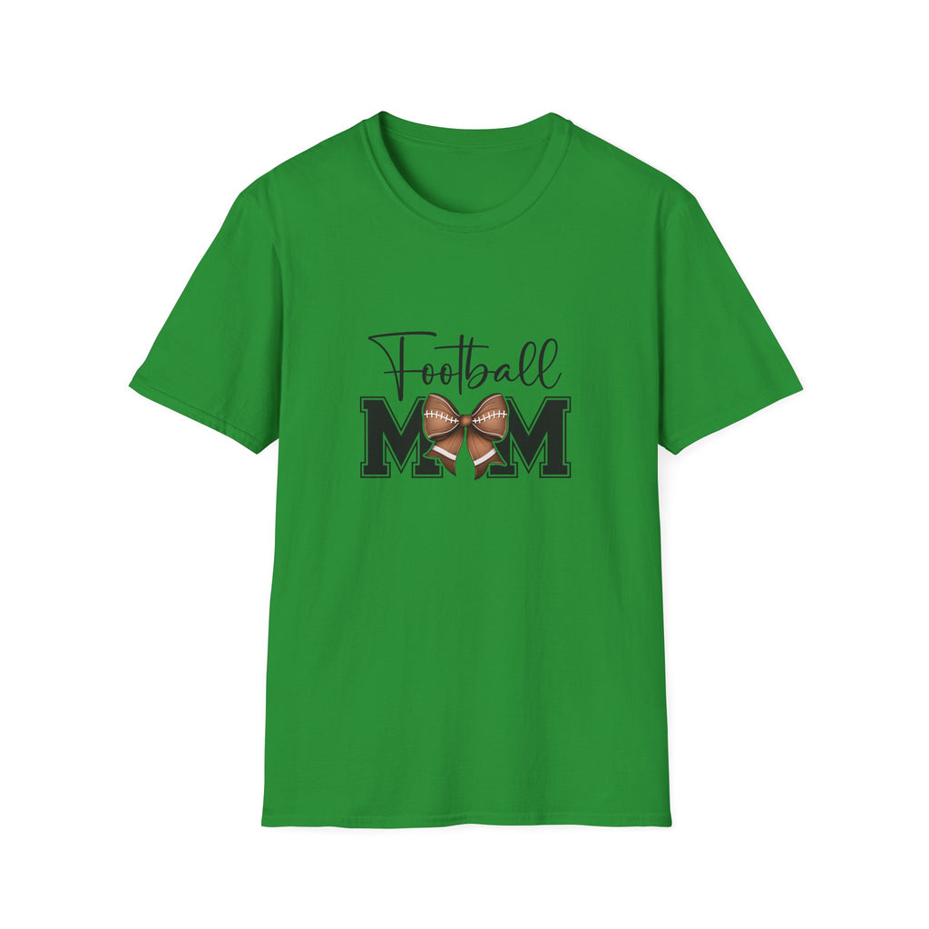 Football Mom Script T-Shirt — Cute Bow Gift for Proud Moms Game Day Graphic Tee