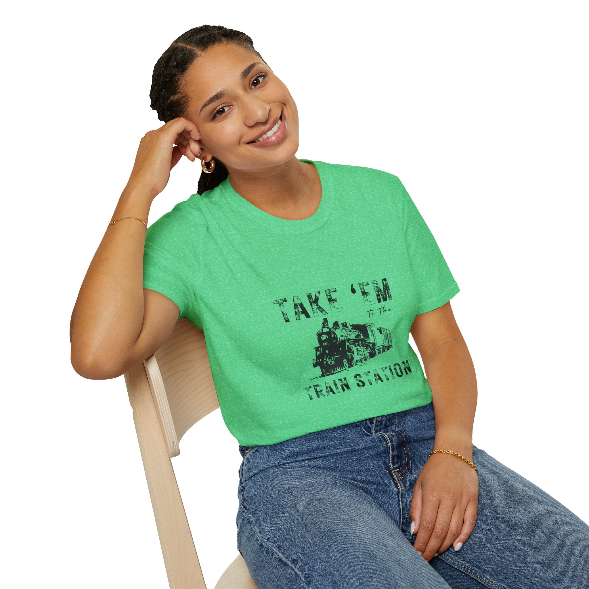 Take 'Em to the Train Station T-Shirt — Funny Sarcastic Gift Vintage Engine Graphic Tee