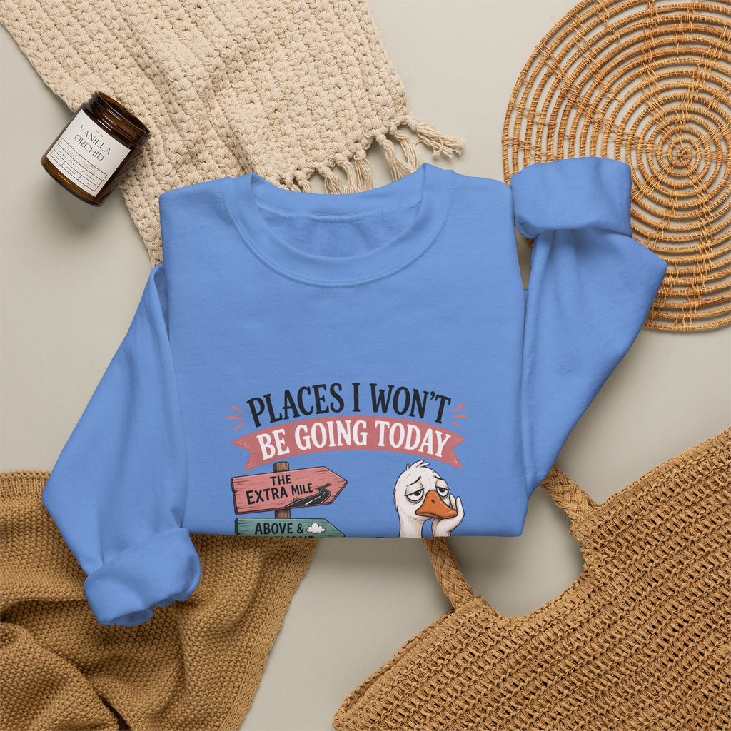 Places I Won't Be Going Today Goose Sweatshirt — Funny Introvert Gift for Her Crewneck