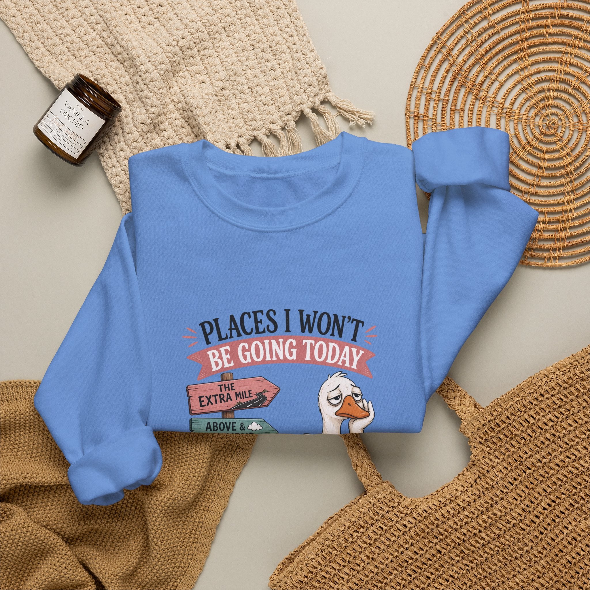 Places I Won't Be Going Today Goose Sweatshirt — Funny Introvert Gift for Her Crewneck