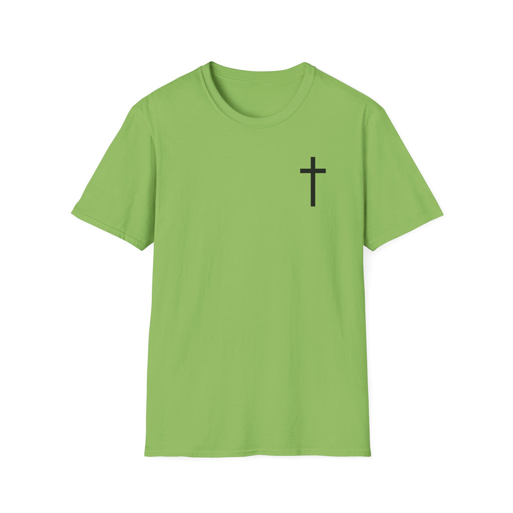 Man of Faith Rooted in Christ T-Shirt — Christian Gift for Him Flag & Cross Back Print Graphic Tee