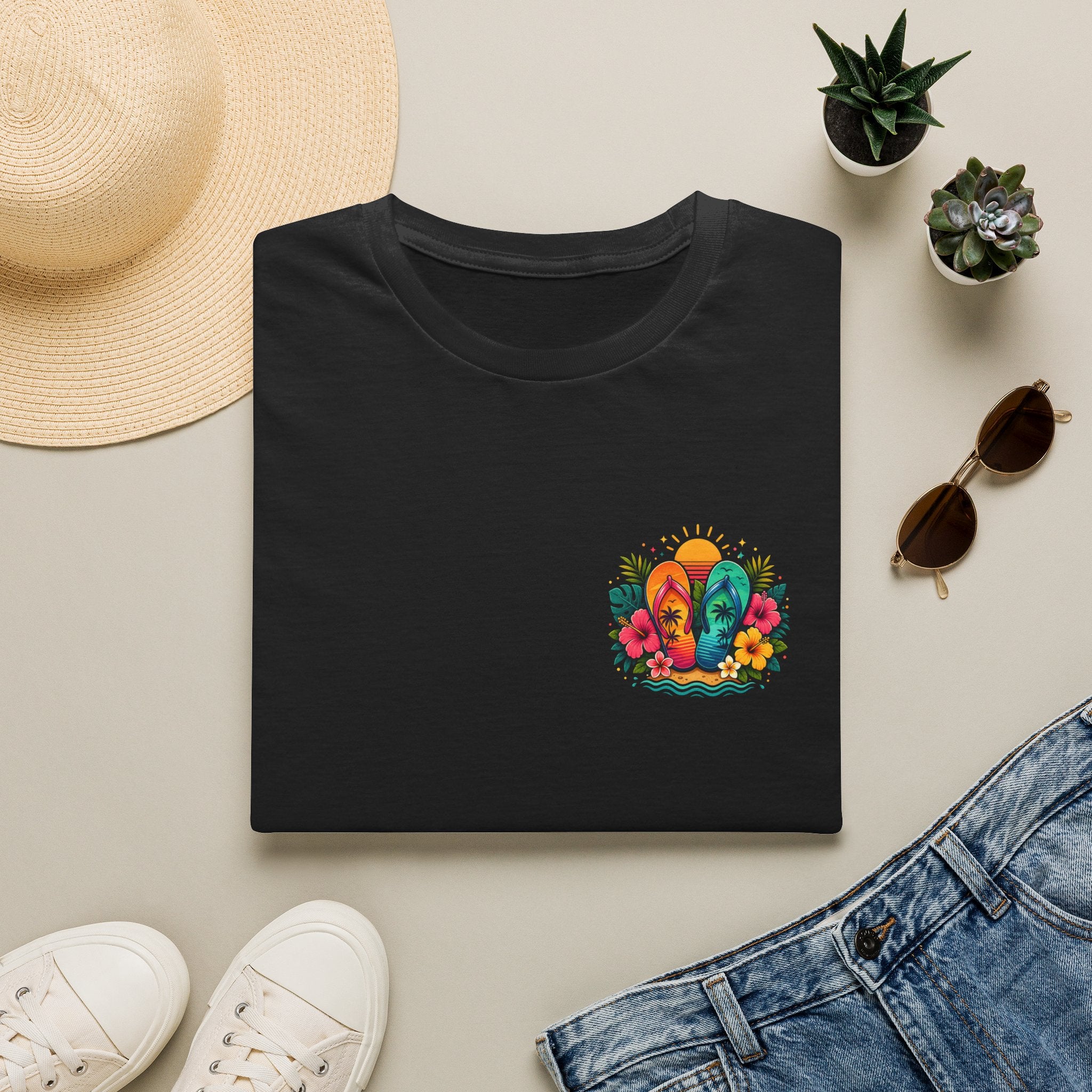 Floral Surf Chest Print T-Shirt — Cute Beach Gift for Women Graphic Tee