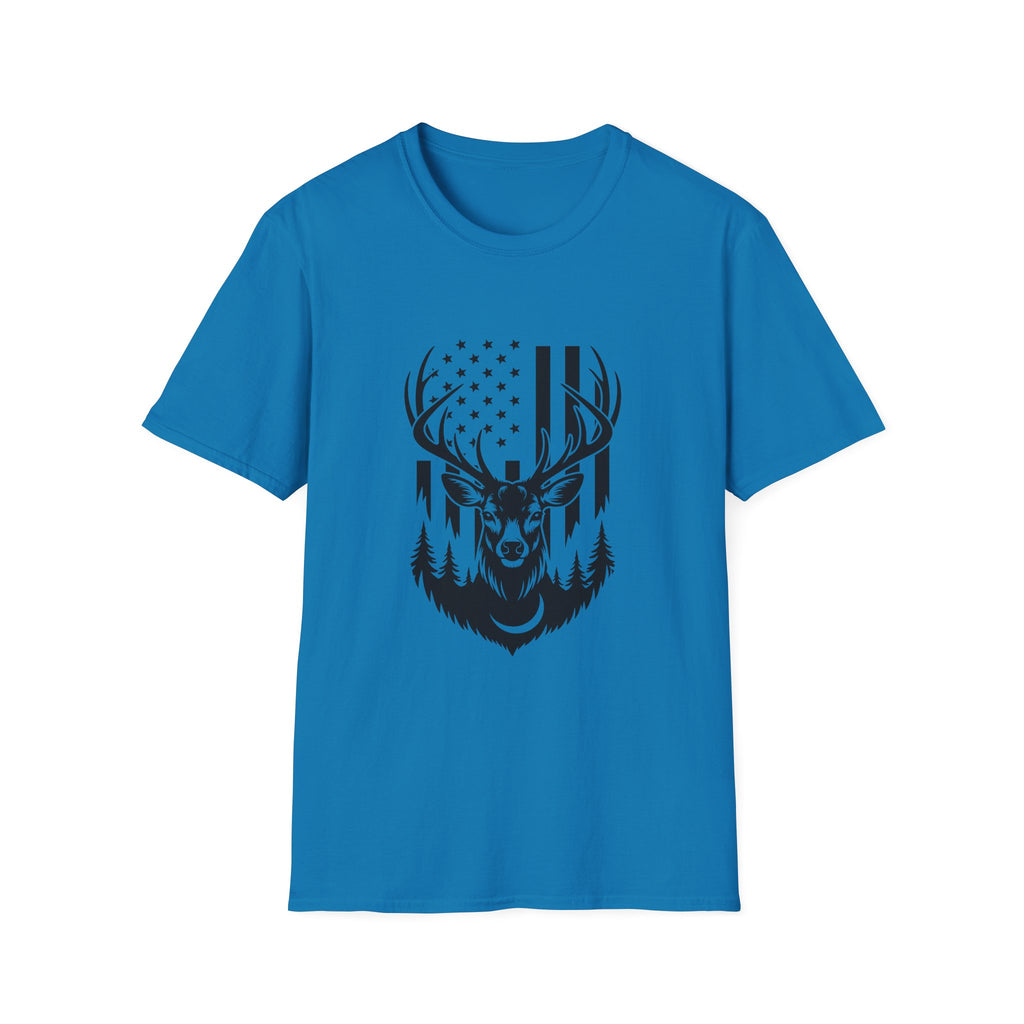 Rustic American Flag Buck T-Shirt — Patriotic Hunting Gift for Men Wildlife Tee