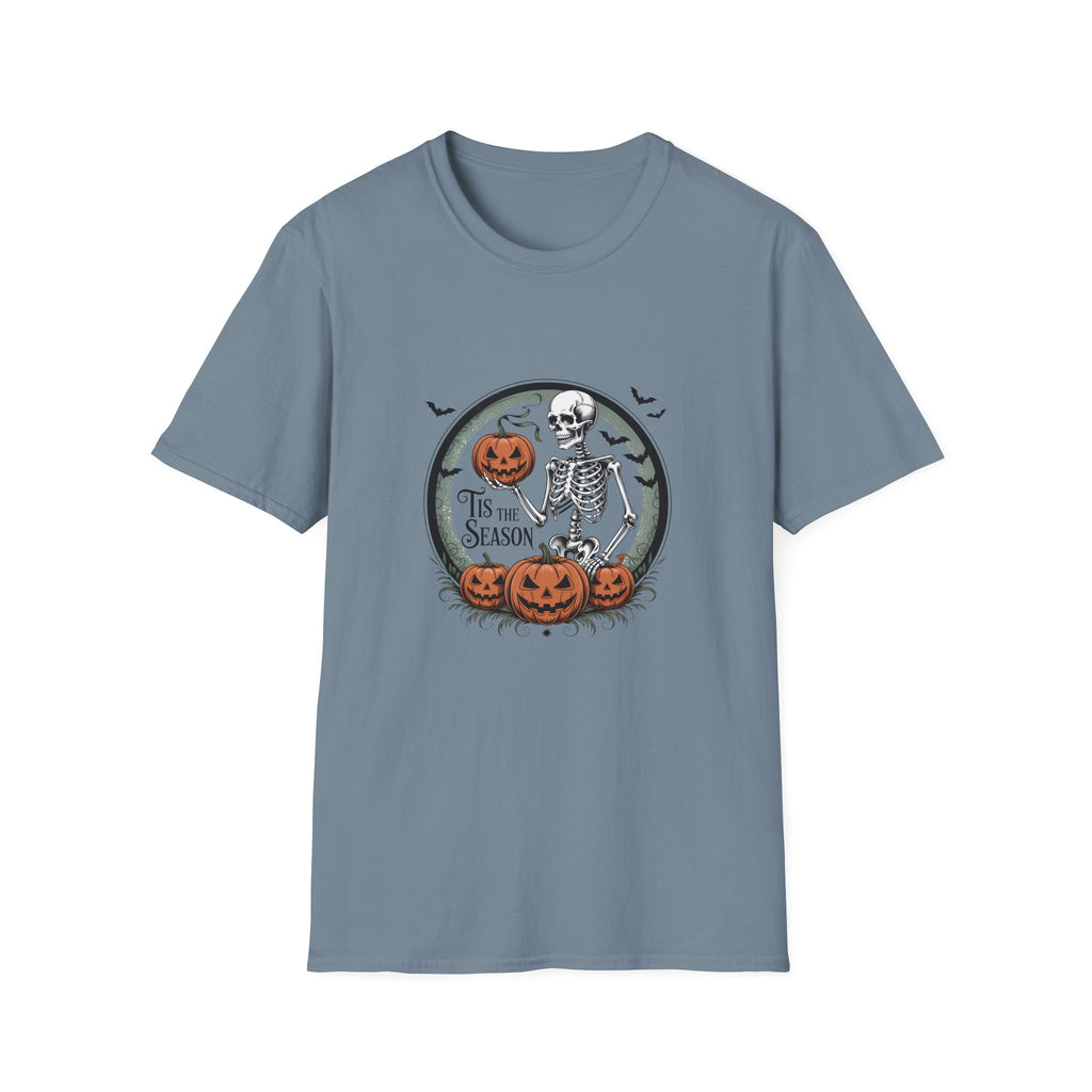 Tis the Season Skeleton Pumpkin T-Shirt — Funny Halloween Gift for Women Graphic Tee