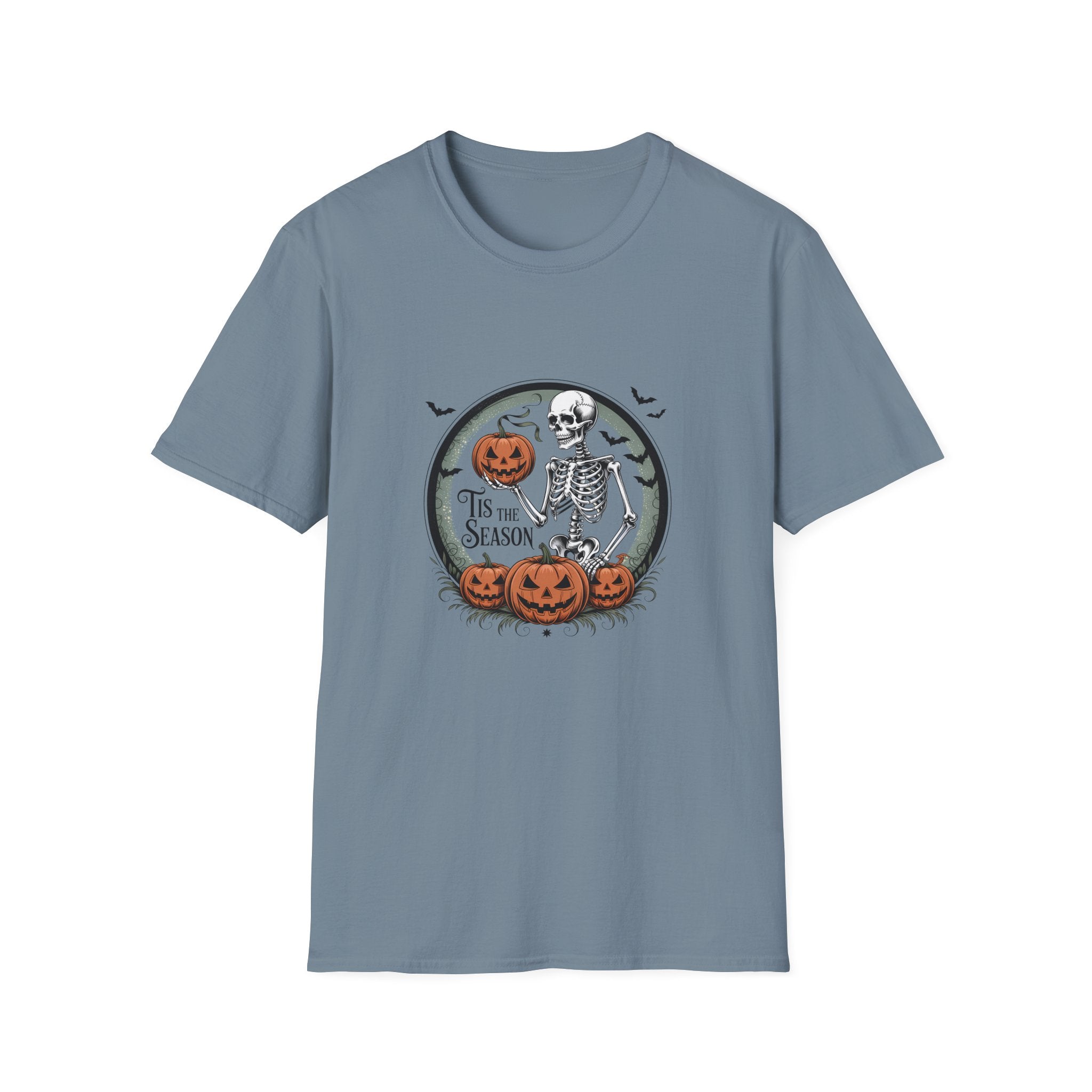 Tis the Season Skeleton Pumpkin T-Shirt — Funny Halloween Gift for Women Graphic Tee