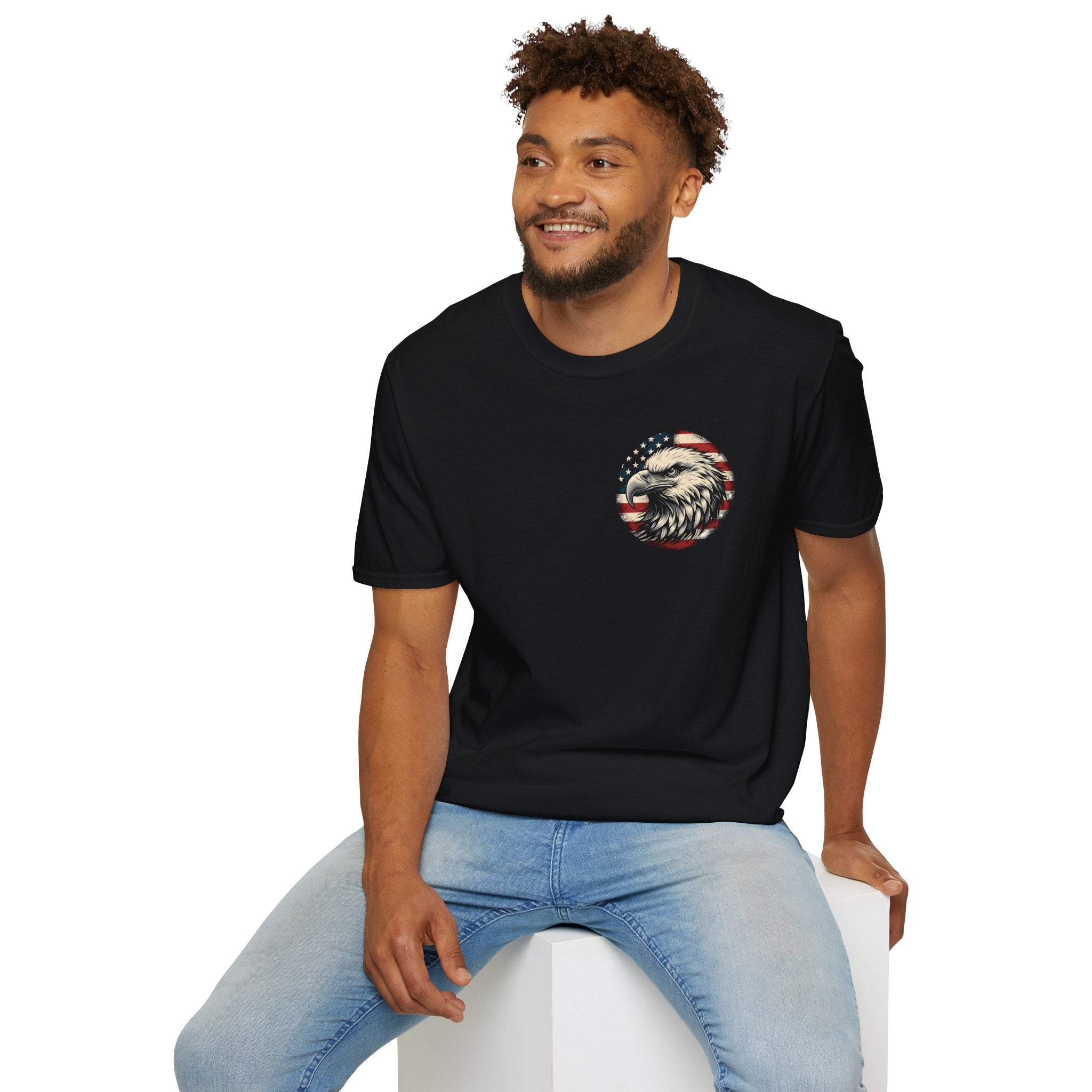 Patriotic Bald Eagle T-Shirt — American Flag Gift for Him Fourth of July Graphic Tee