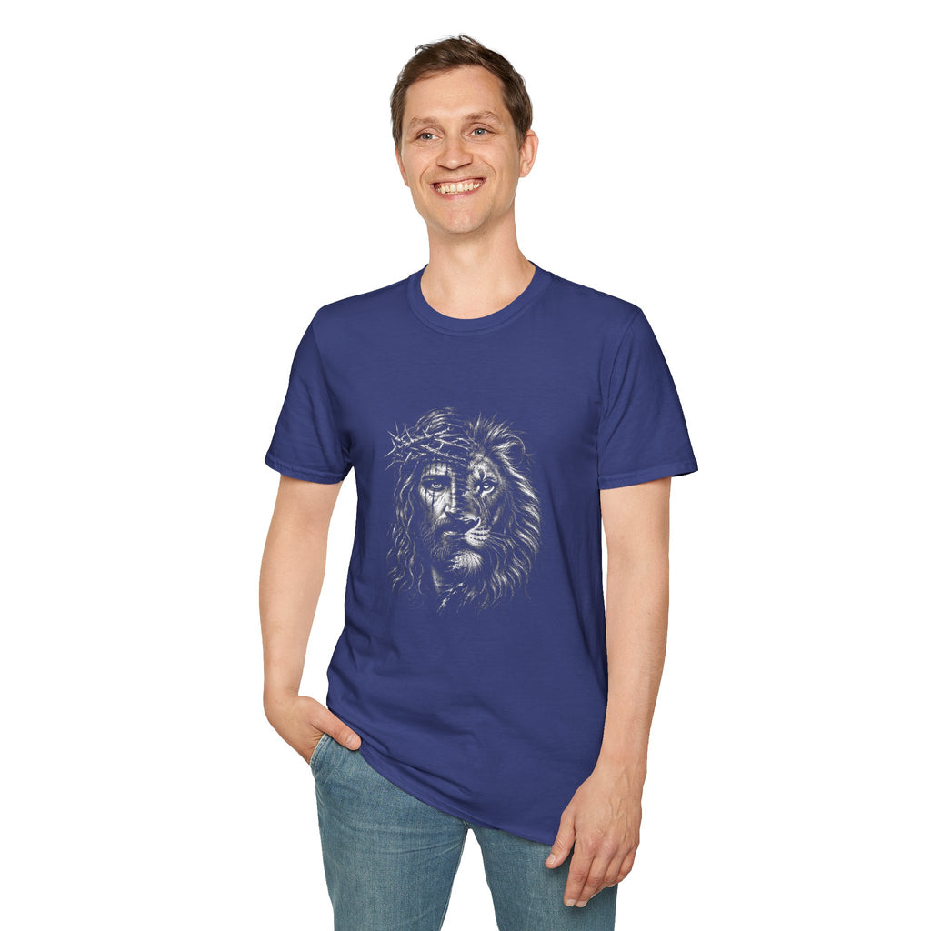 Lion of Judah T-Shirt — Crown of Thorns Half-Face Lion Christian Graphic Tee