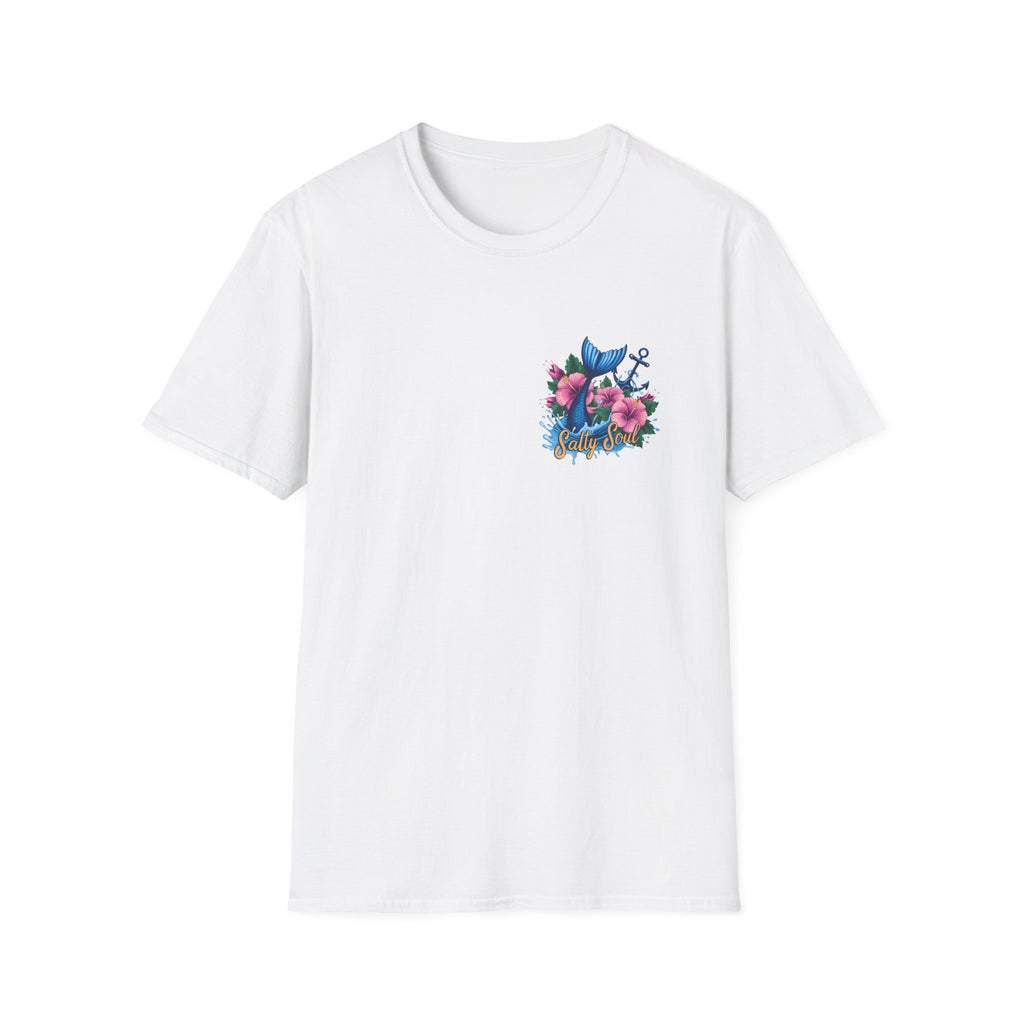 Salty Soul Mermaid Anchor Floral T-Shirt — Cute Beach Gift for Women Nautical Tee