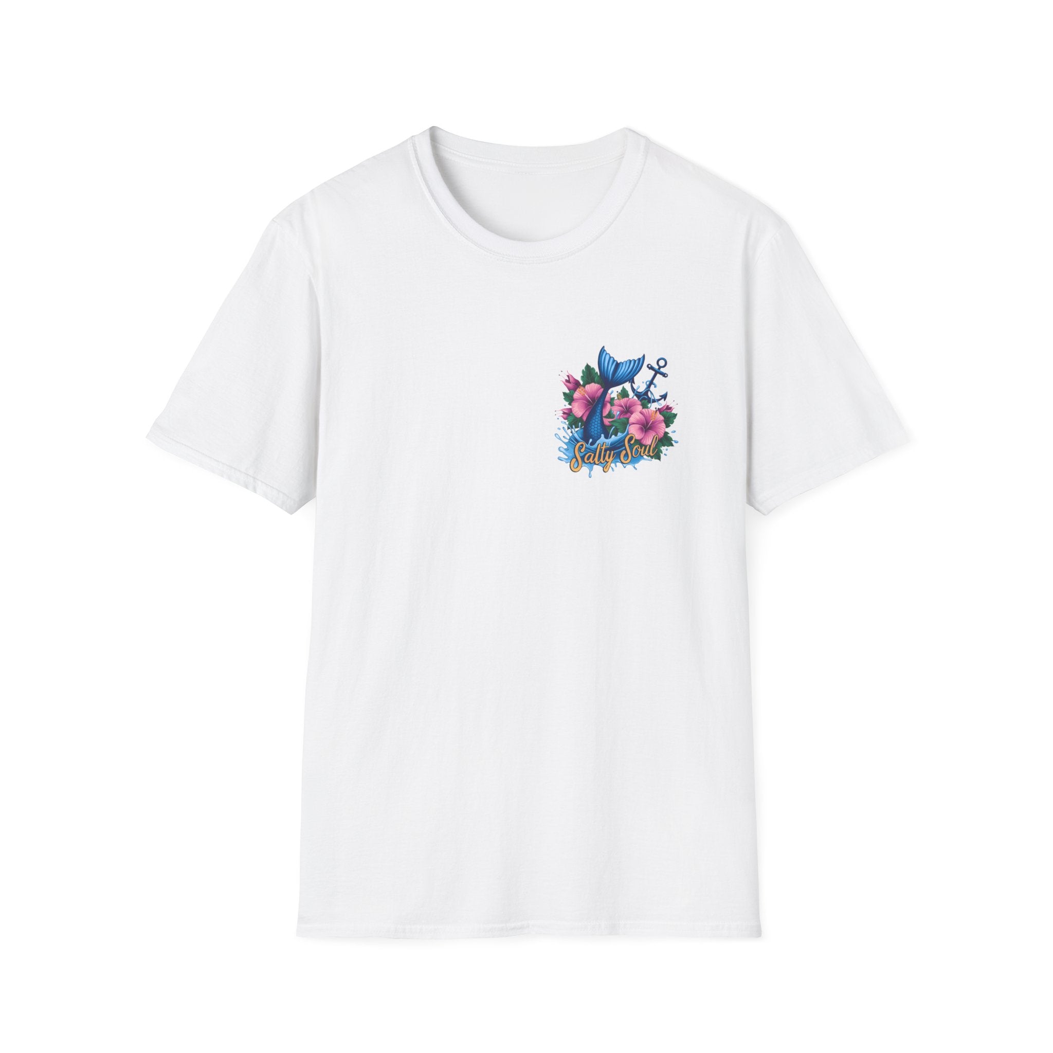 Salty Soul Mermaid Anchor Floral T-Shirt — Cute Beach Gift for Women Nautical Tee