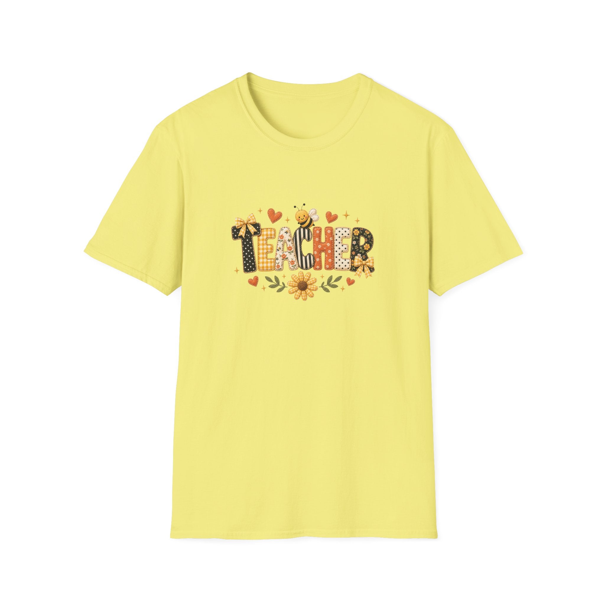 Teacher Floral Bee T-Shirt — Cute Back-to-School Gift for Teachers Graphic Tee