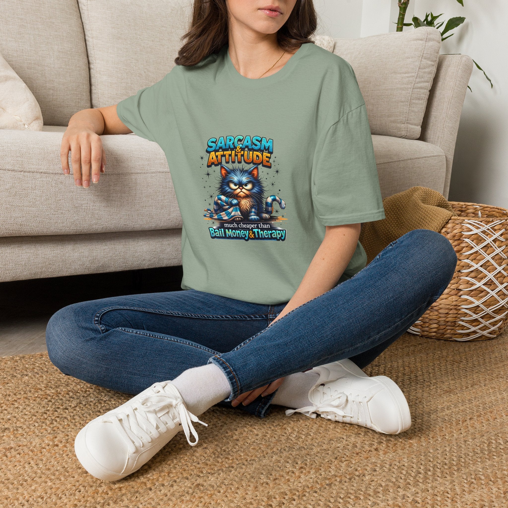 Sarcasm & Attitude Grumpy Cat T-Shirt — Funny Sarcastic Gift for Her Graphic Tee