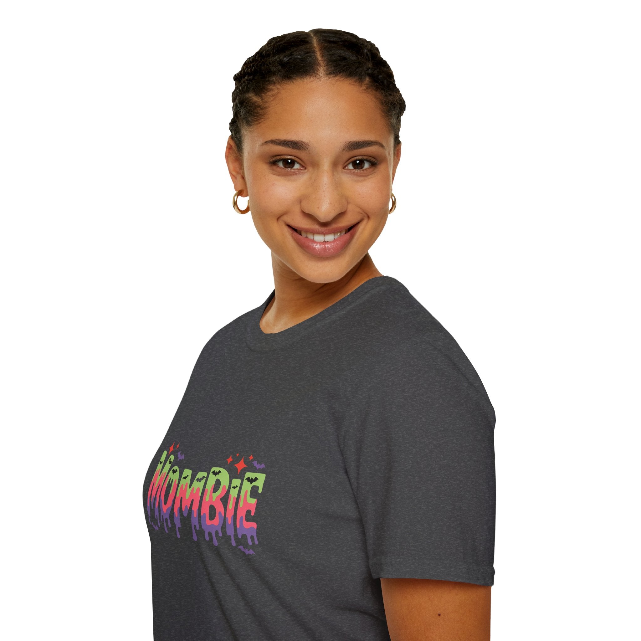 Mombie Halloween T-Shirt — Funny Zombie Mom Gift for Her Neon Graphic Tee