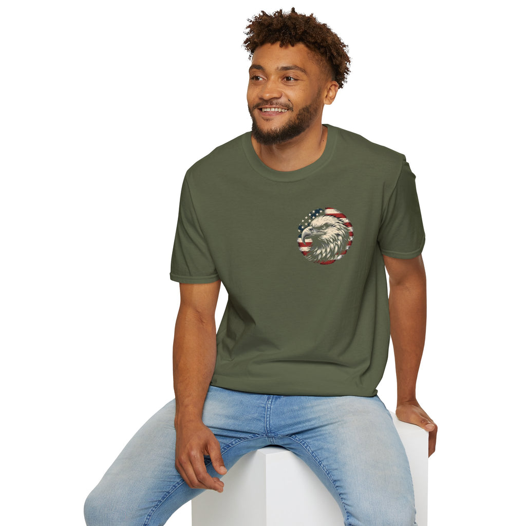 Patriotic Bald Eagle T-Shirt — American Flag Gift for Him Fourth of July Graphic Tee