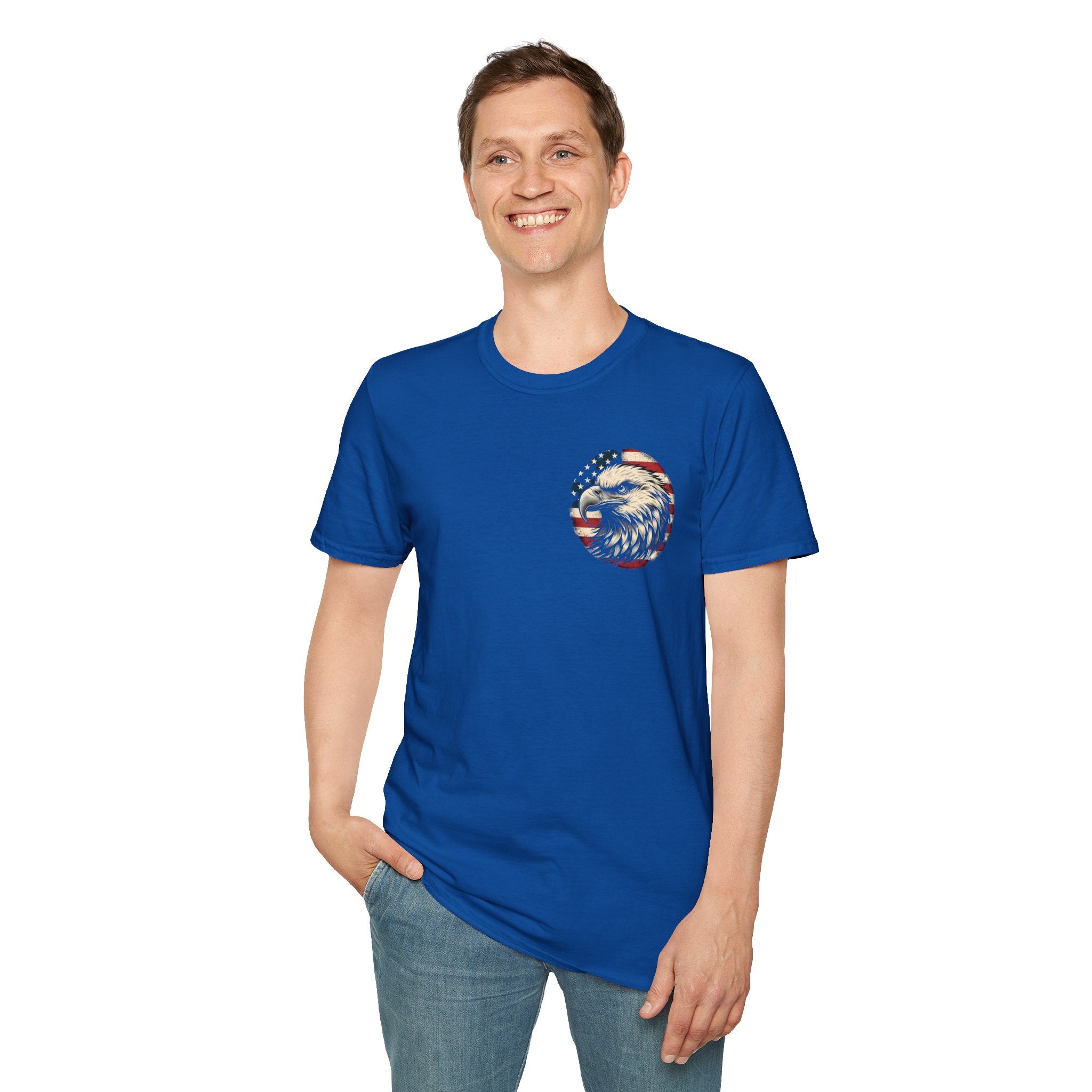Patriotic Bald Eagle T-Shirt — American Flag Gift for Him Fourth of July Graphic Tee