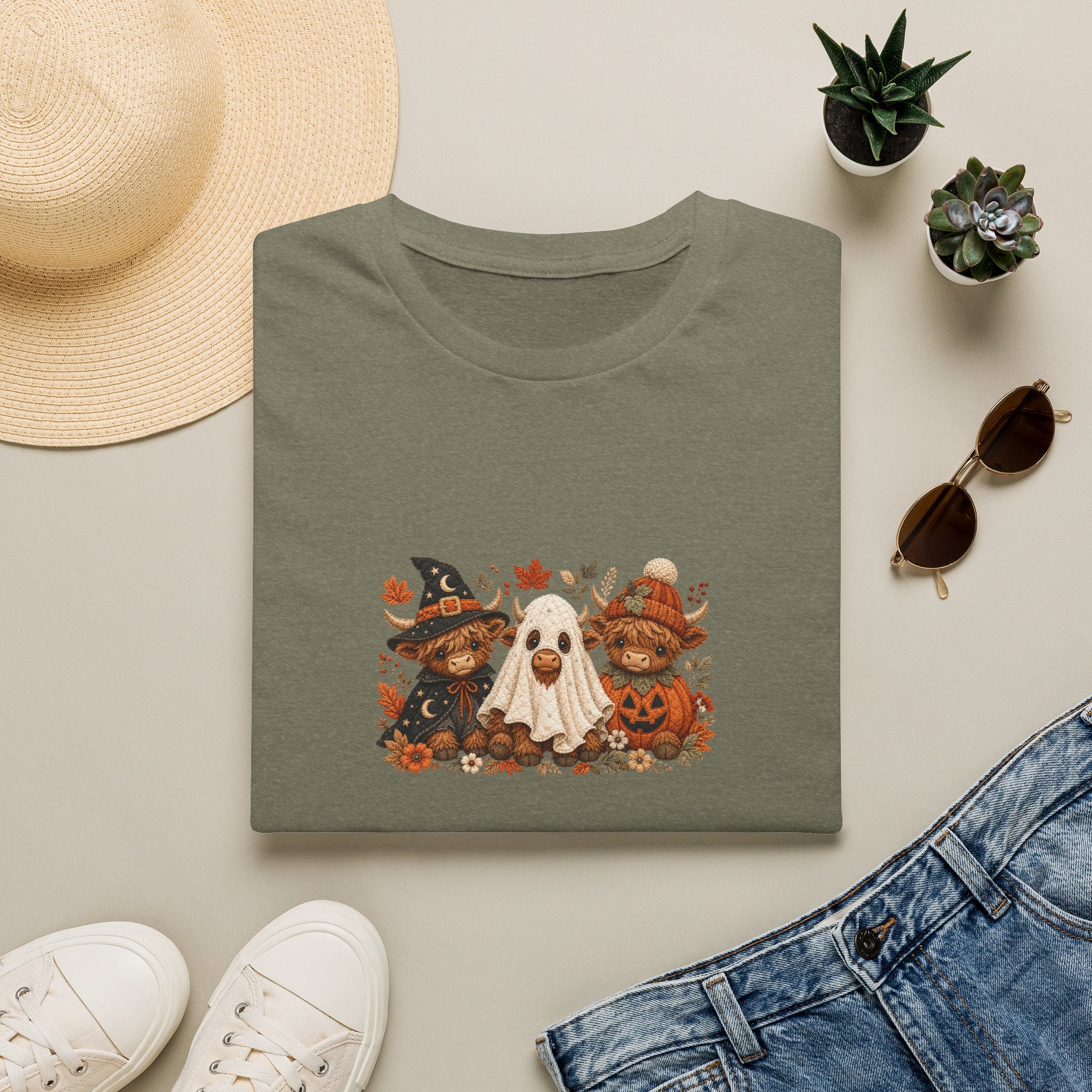 Halloween Cows Trio T-Shirt — Cute Funny Gift for Her Ghost & Pumpkin Fall Tee