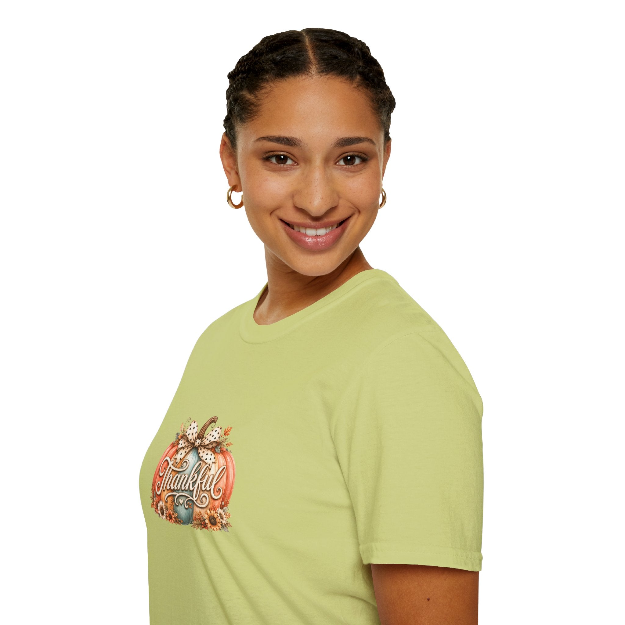 Thankful Pumpkin T-Shirt — Cute Fall Thanksgiving Gift for Women Graphic Tee