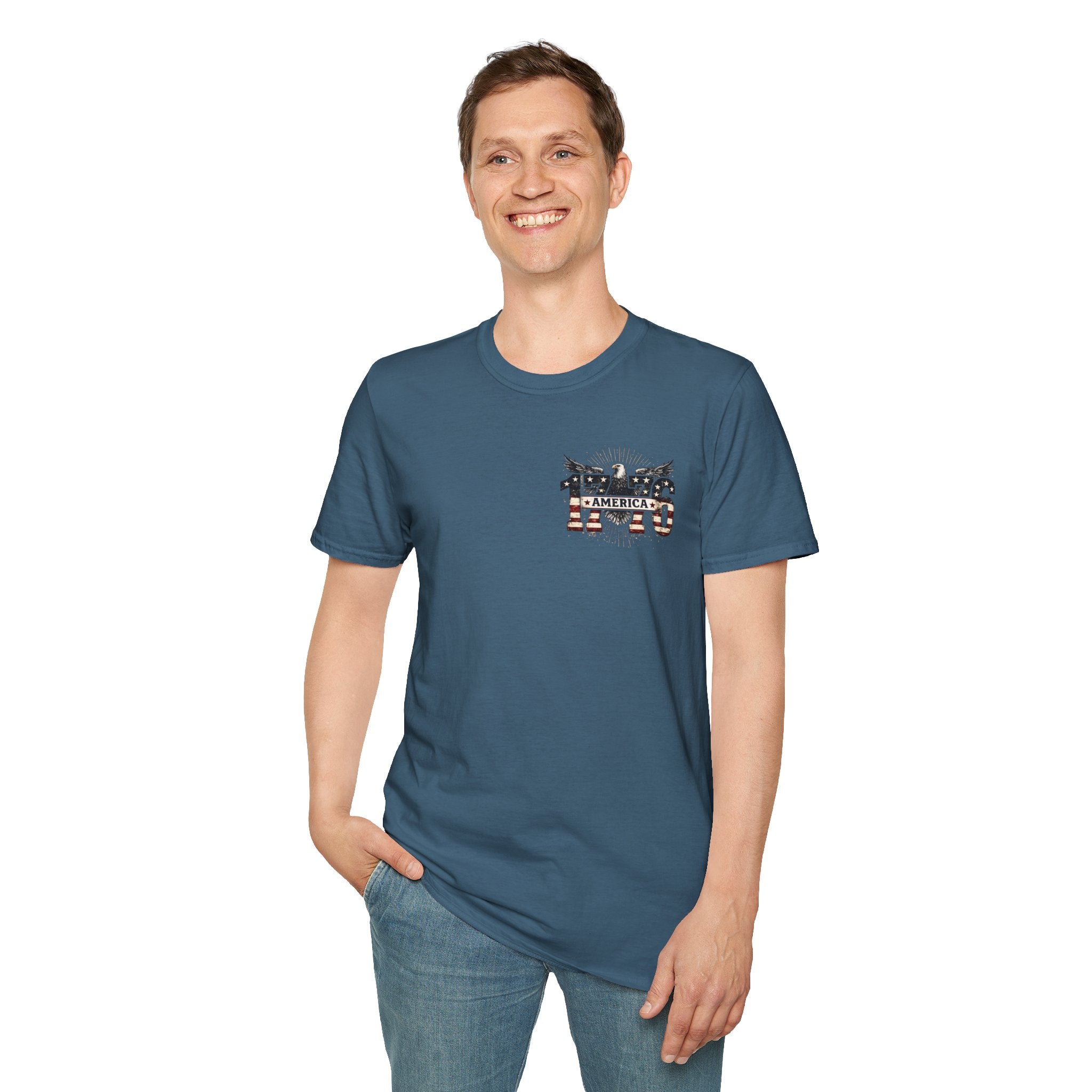 1776 American Flag Eagle T-Shirt — Vintage Patriotic Gift for Him Fourth of July Tee