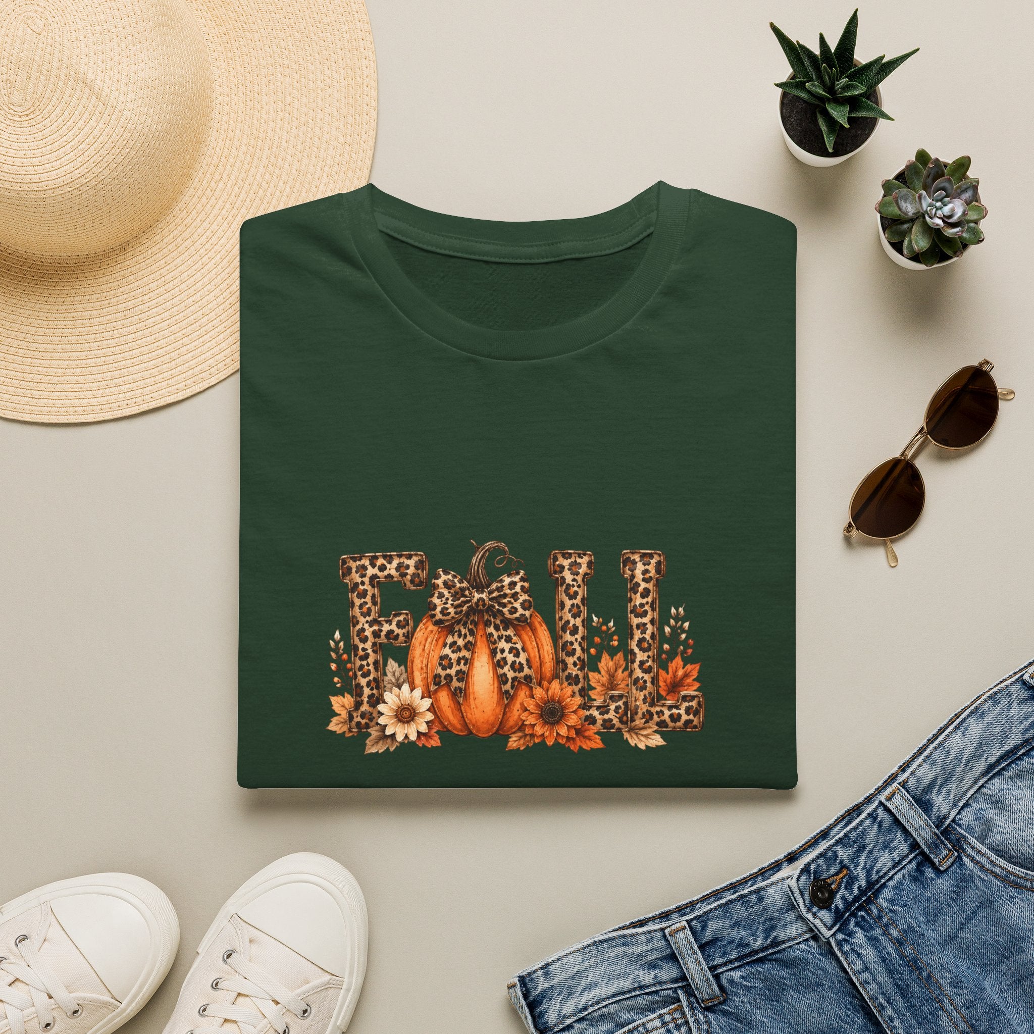 Fall Leopard Pumpkin T-Shirt — Cute Autumn Gift for Women Floral Graphic Tee