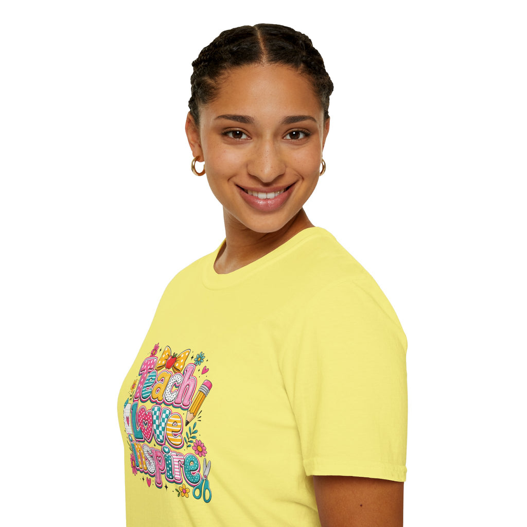 Teach Love Inspire T-Shirt — Cute Colorful Teacher Gift School Appreciation Tee