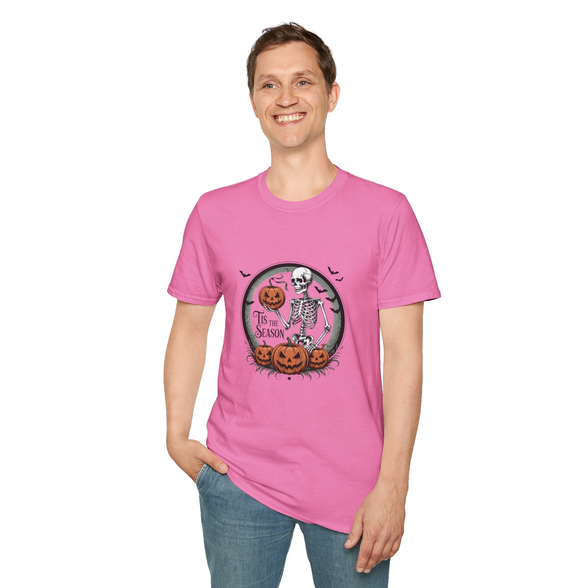 Tis the Season Skeleton Pumpkin T-Shirt — Funny Halloween Gift for Women Graphic Tee