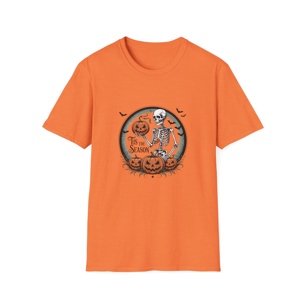 Tis the Season Skeleton Pumpkin T-Shirt — Funny Halloween Gift for Women Graphic Tee