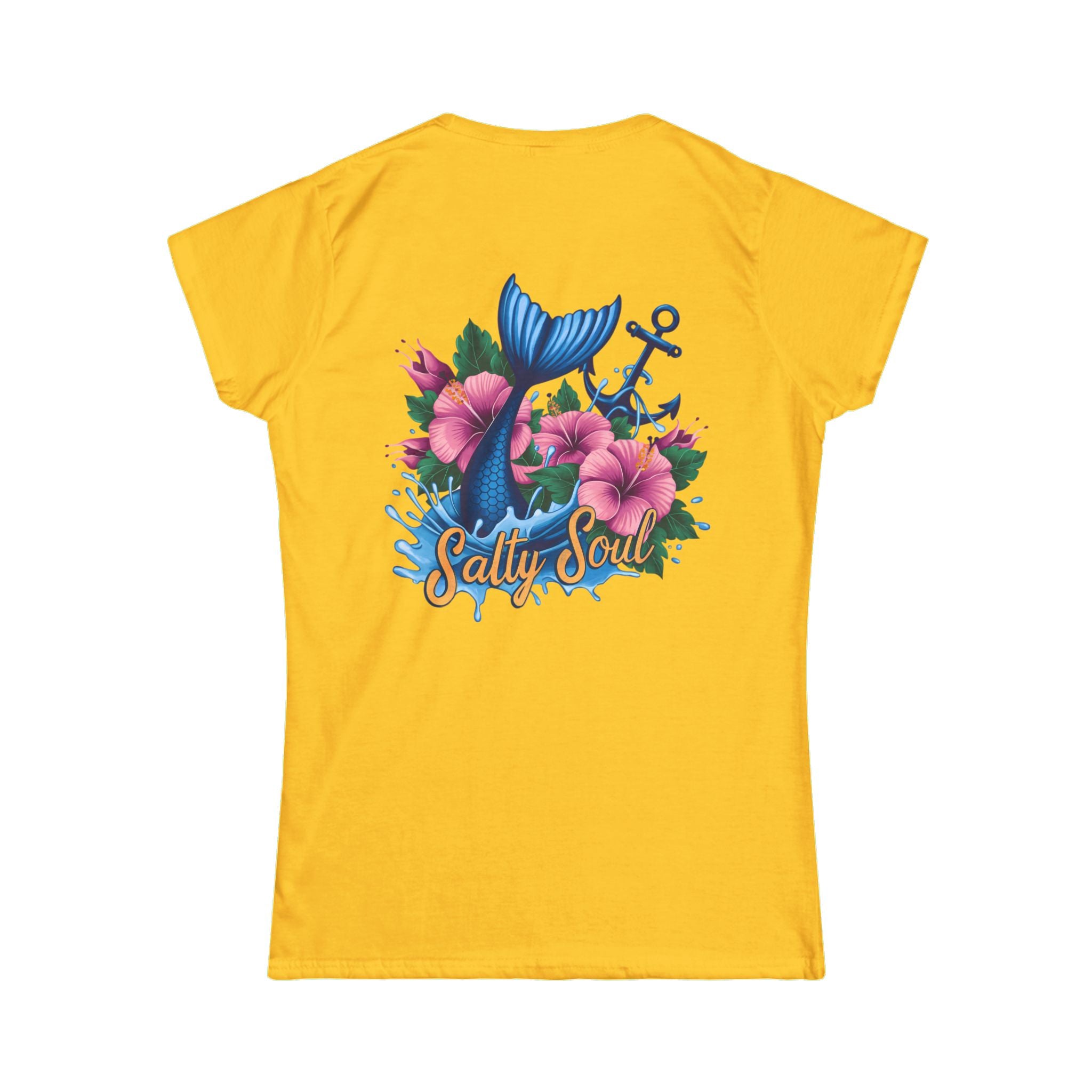 Salty Soul Floral Anchor Beach T-Shirt — Cute Nautical Gift for Women Graphic Tee
