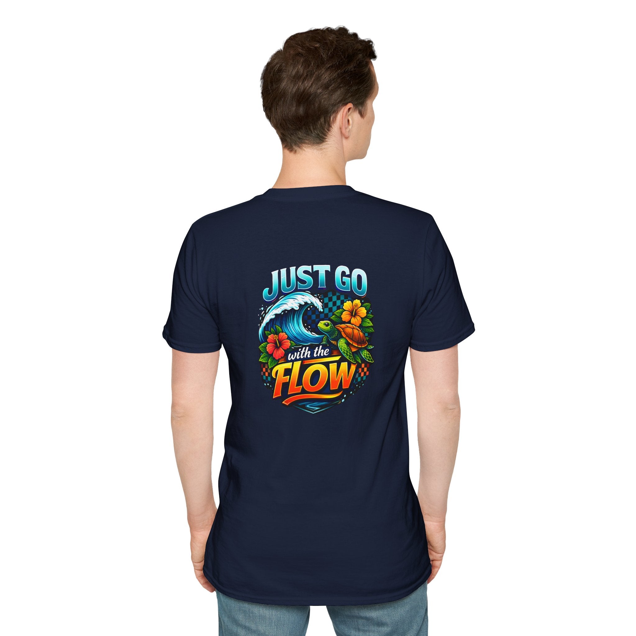 Go With the Flow Sea Turtle T-Shirt — Cute Beach Gift for Women Ocean Floral Tee