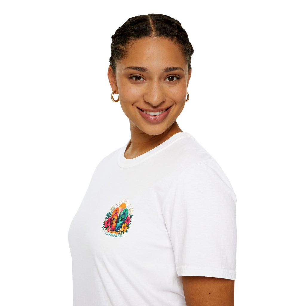 Floral Surf Chest Print T-Shirt — Cute Beach Gift for Women Graphic Tee